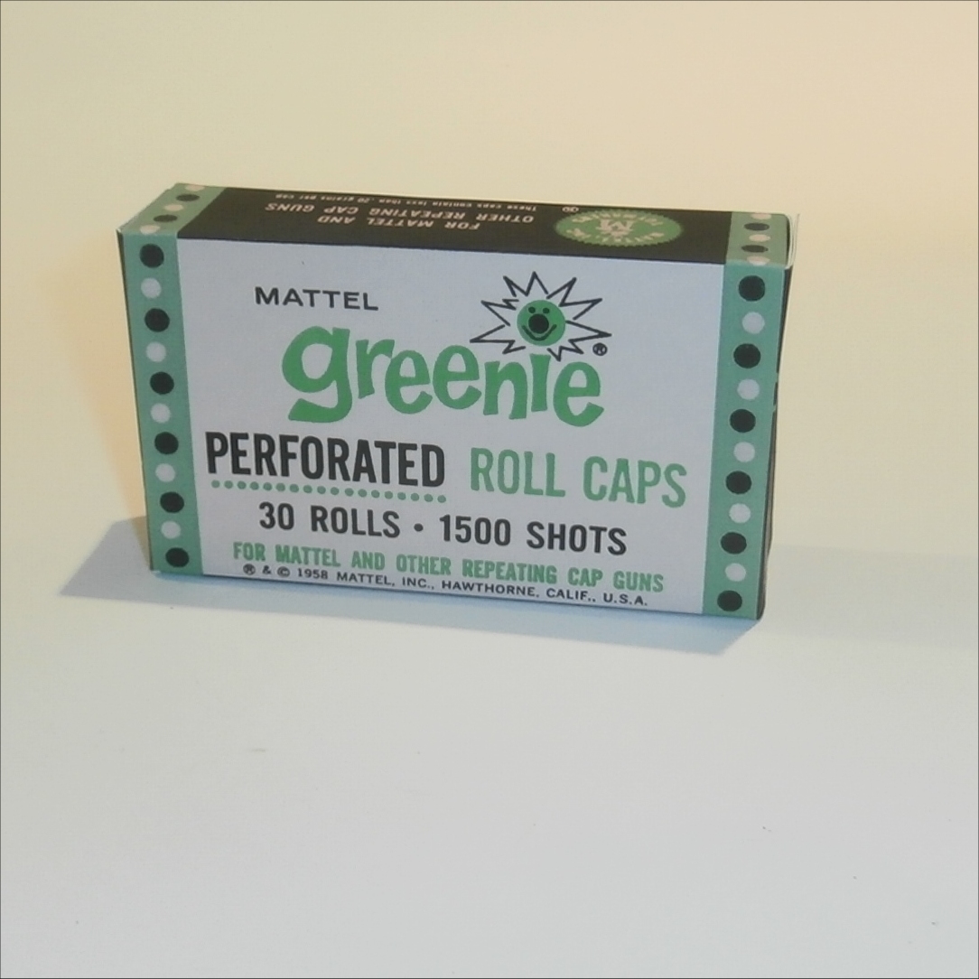 Mattel Greenie Perforated Caps 30 Rolls Empty Repro Box