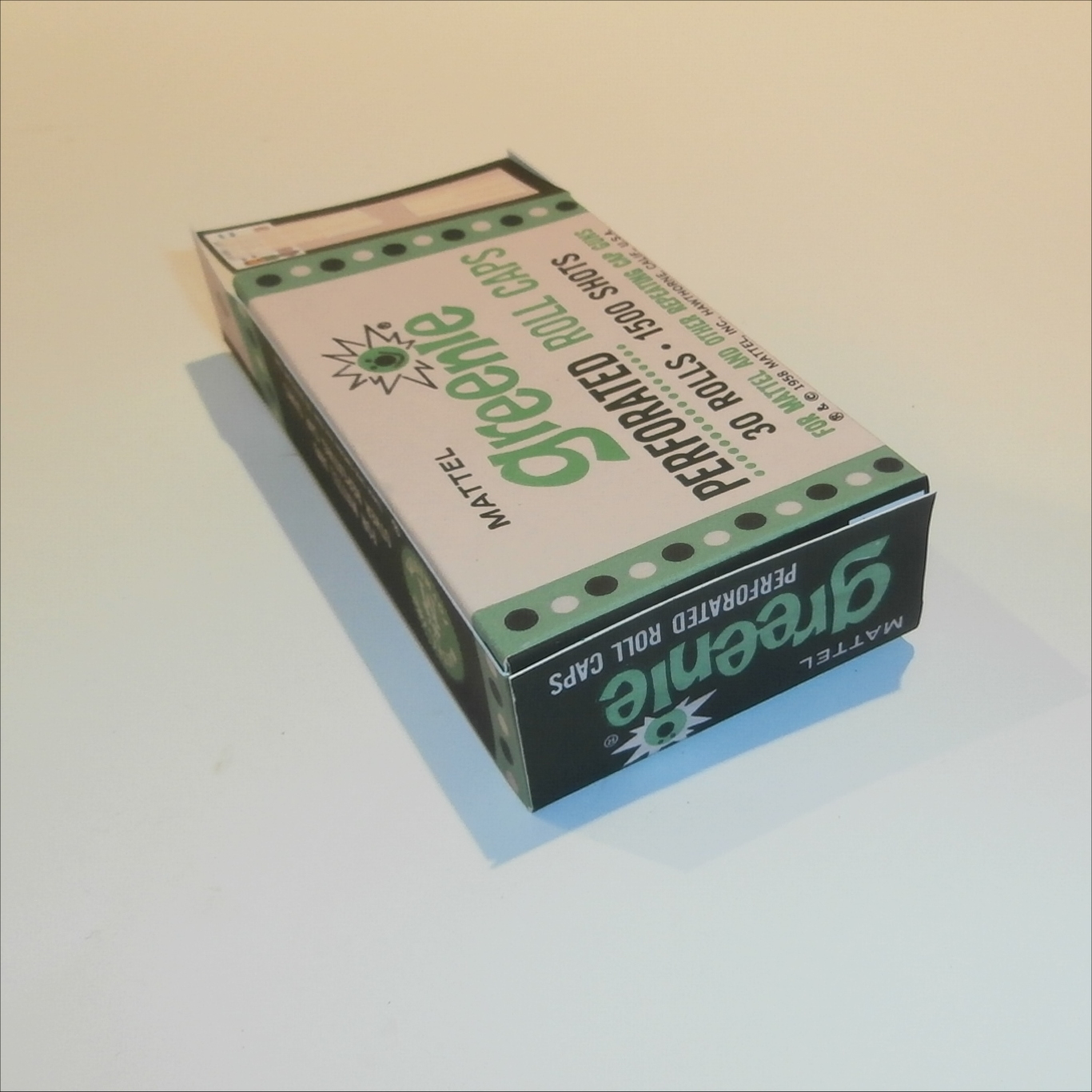 Mattel Greenie Perforated Caps 30 Rolls Empty Repro Box