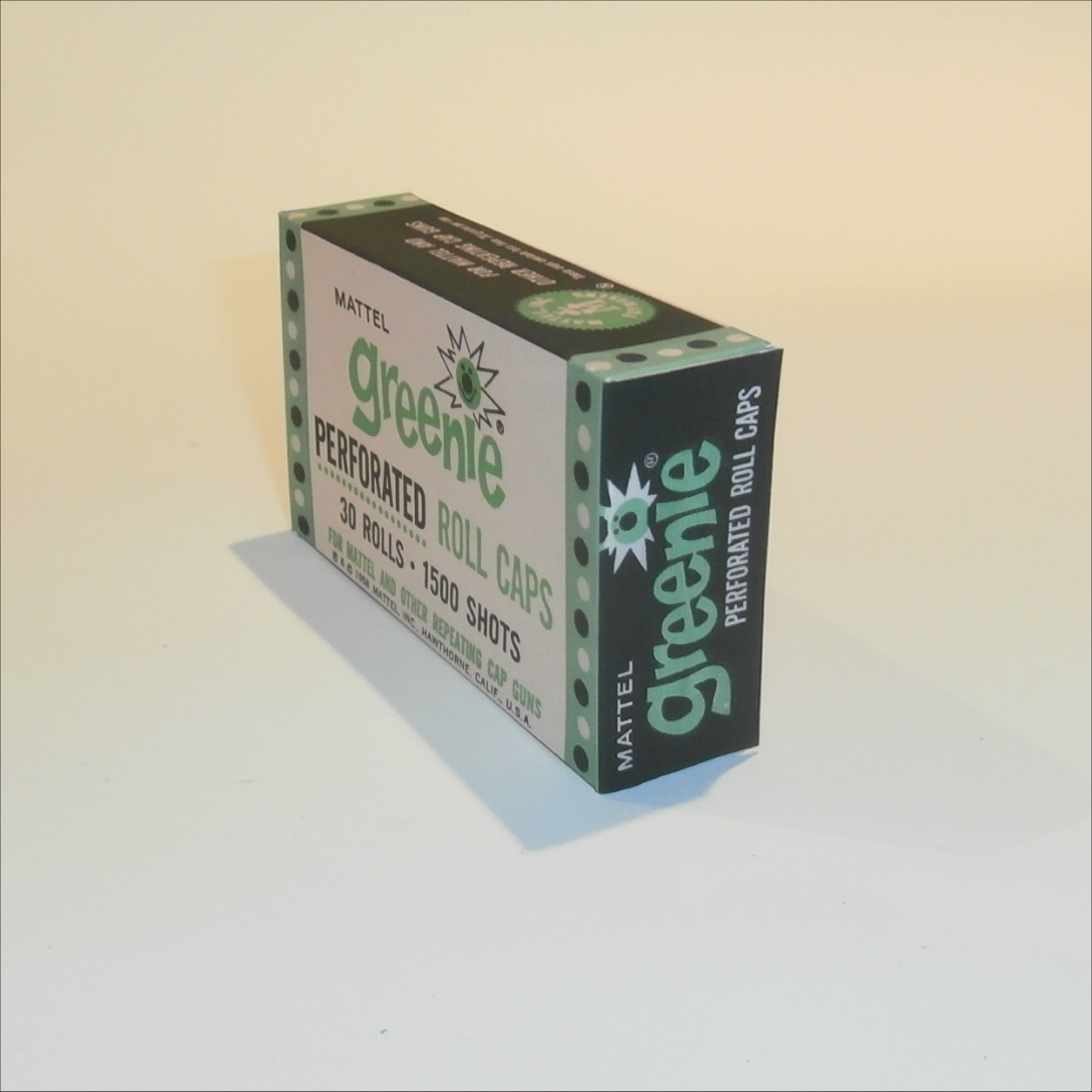 Mattel Greenie Perforated Caps 30 Rolls Empty Repro Box