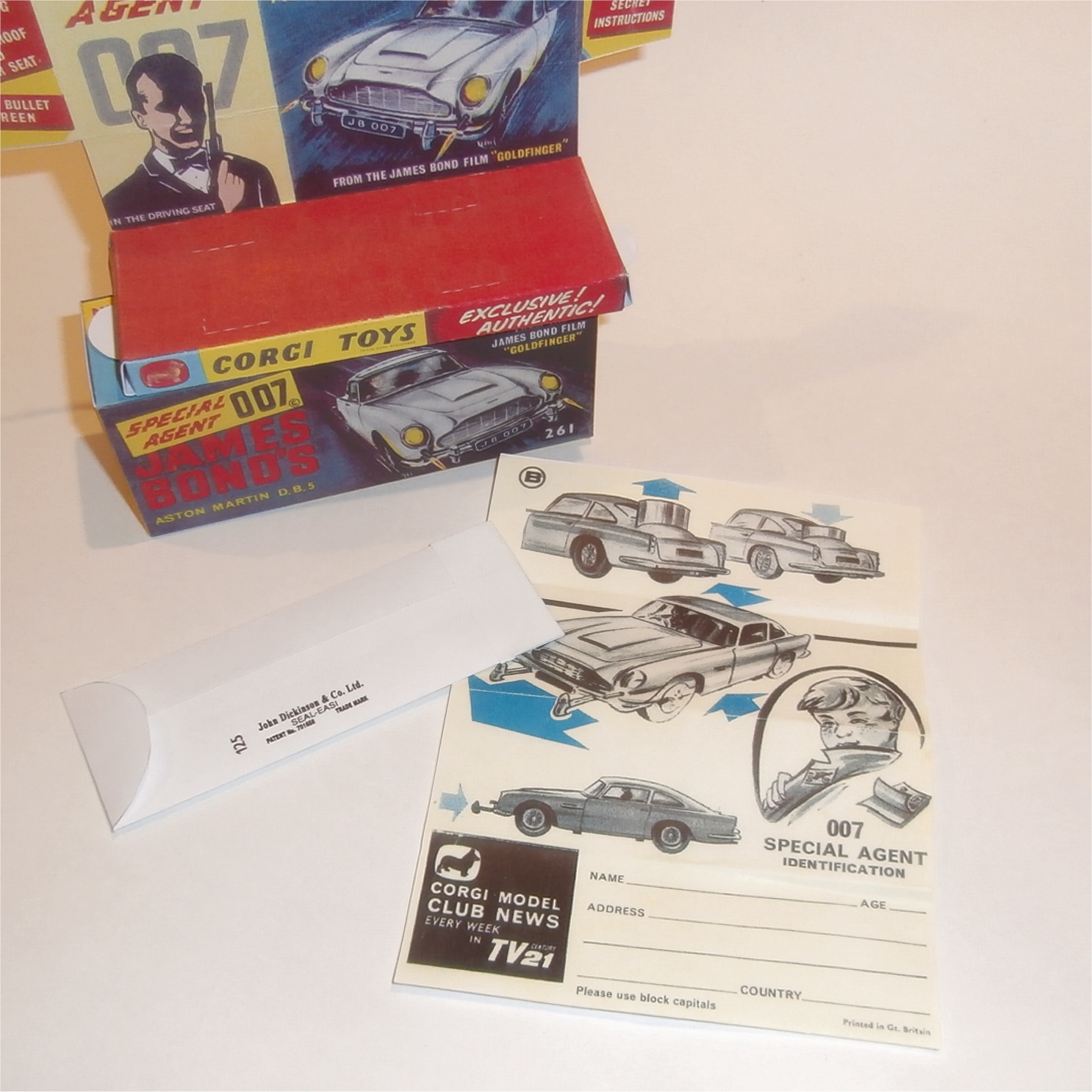 Corgi Toys 261 Aston Martin James Bond Gold Empty Repro Box