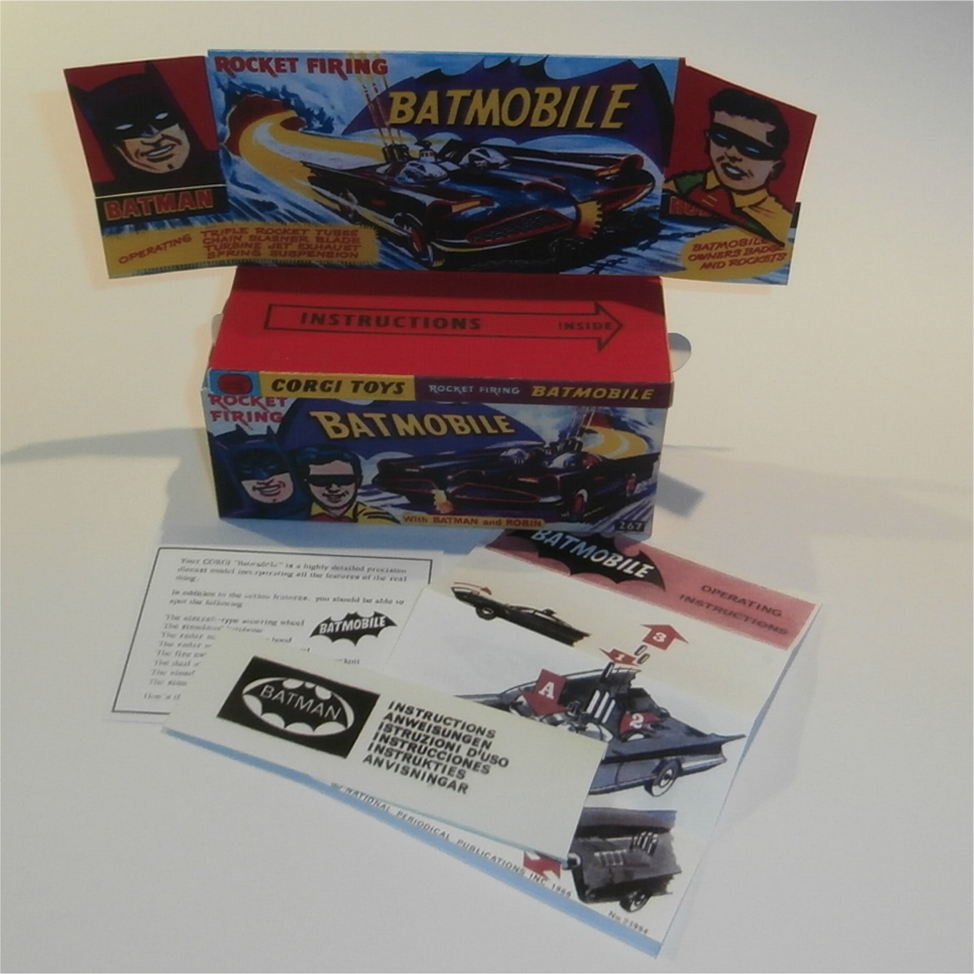 Corgi Toys 267 Batman Batmobile Repro Box 1st Issue Bat Wheel Hubs