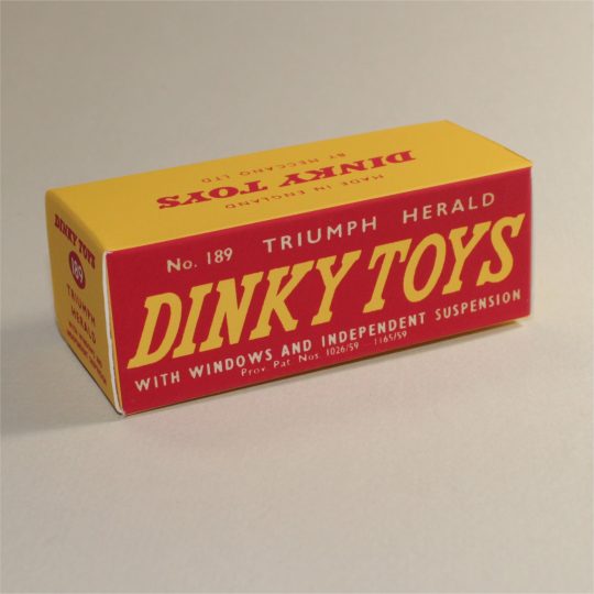 Dinky Toys 189 Triumph Herald Later Issue Box No Pictures Text Only