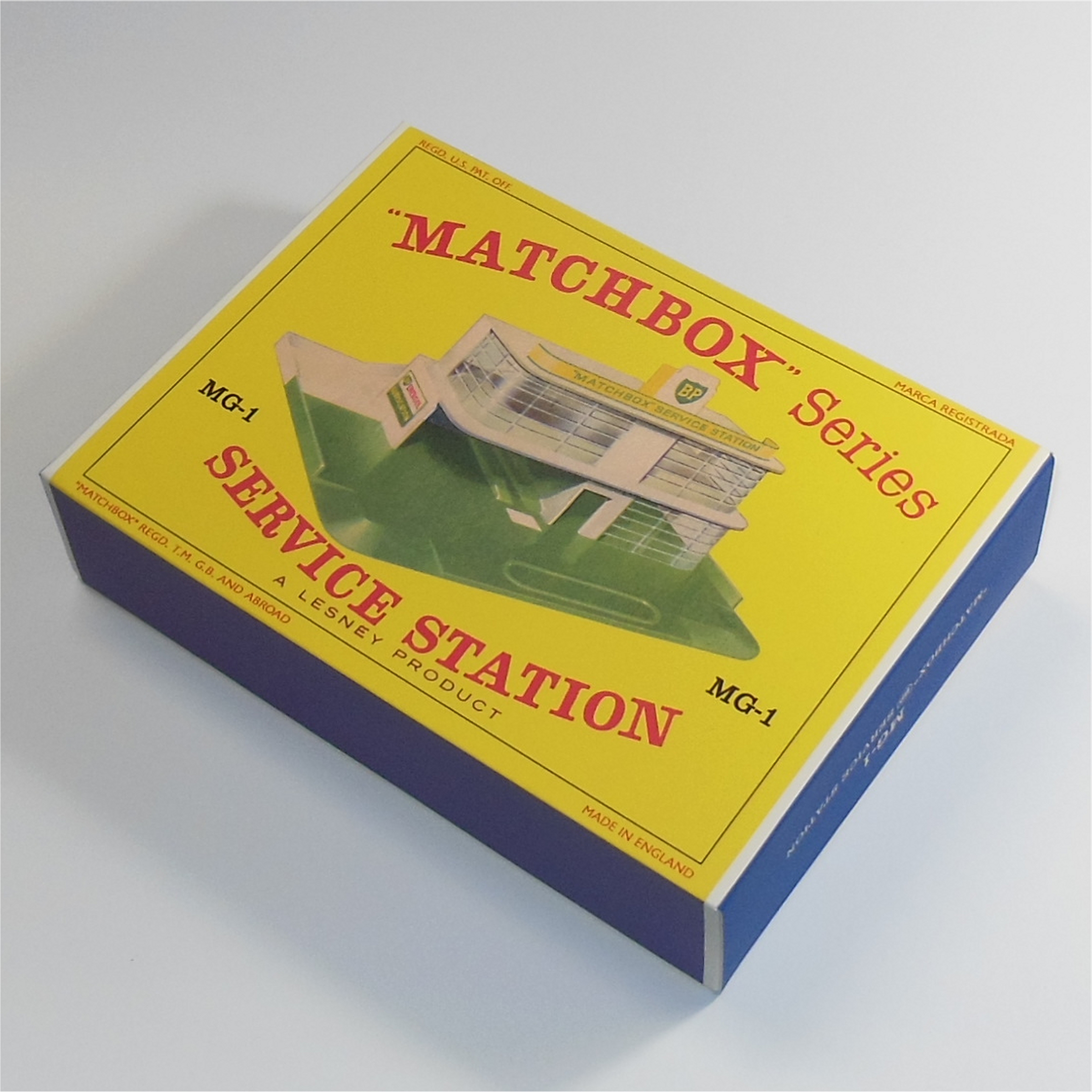 Matchbox Lesney Accessory MG-1c BP Garage Service Station D Style Repro Box