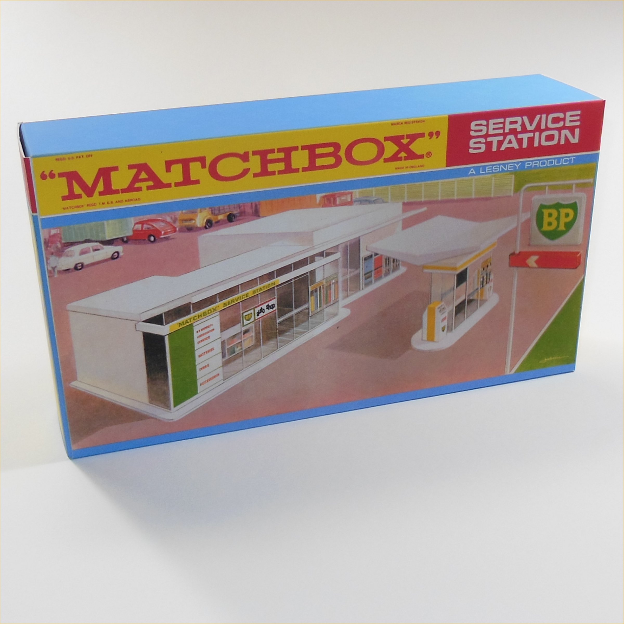 Matchbox Lesney Accessory MG-1d1 BP Garage Service Station F Style Repro Box