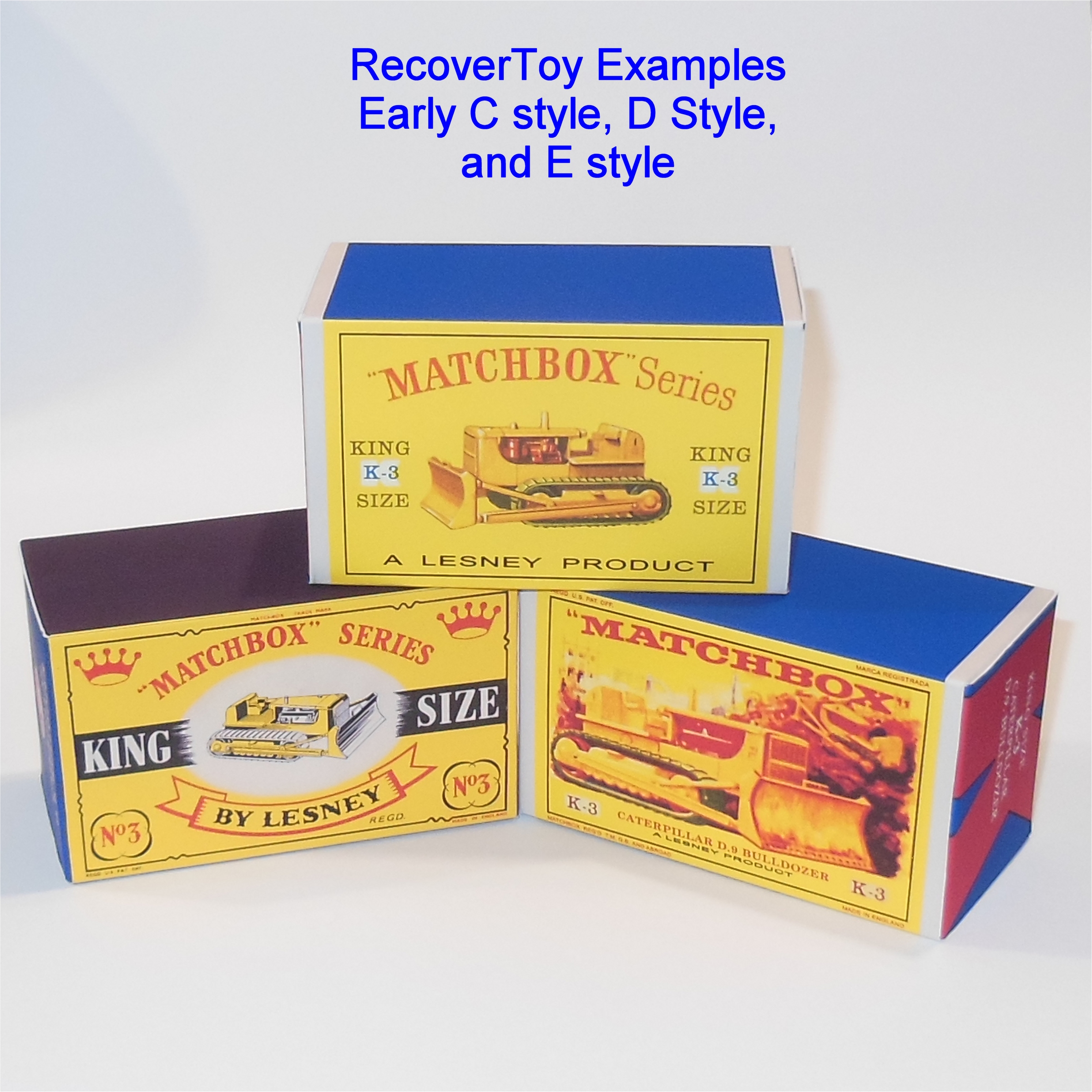 Matchbox King Size 3a Caterpillar D.9 Bulldozer E Style Repro Box