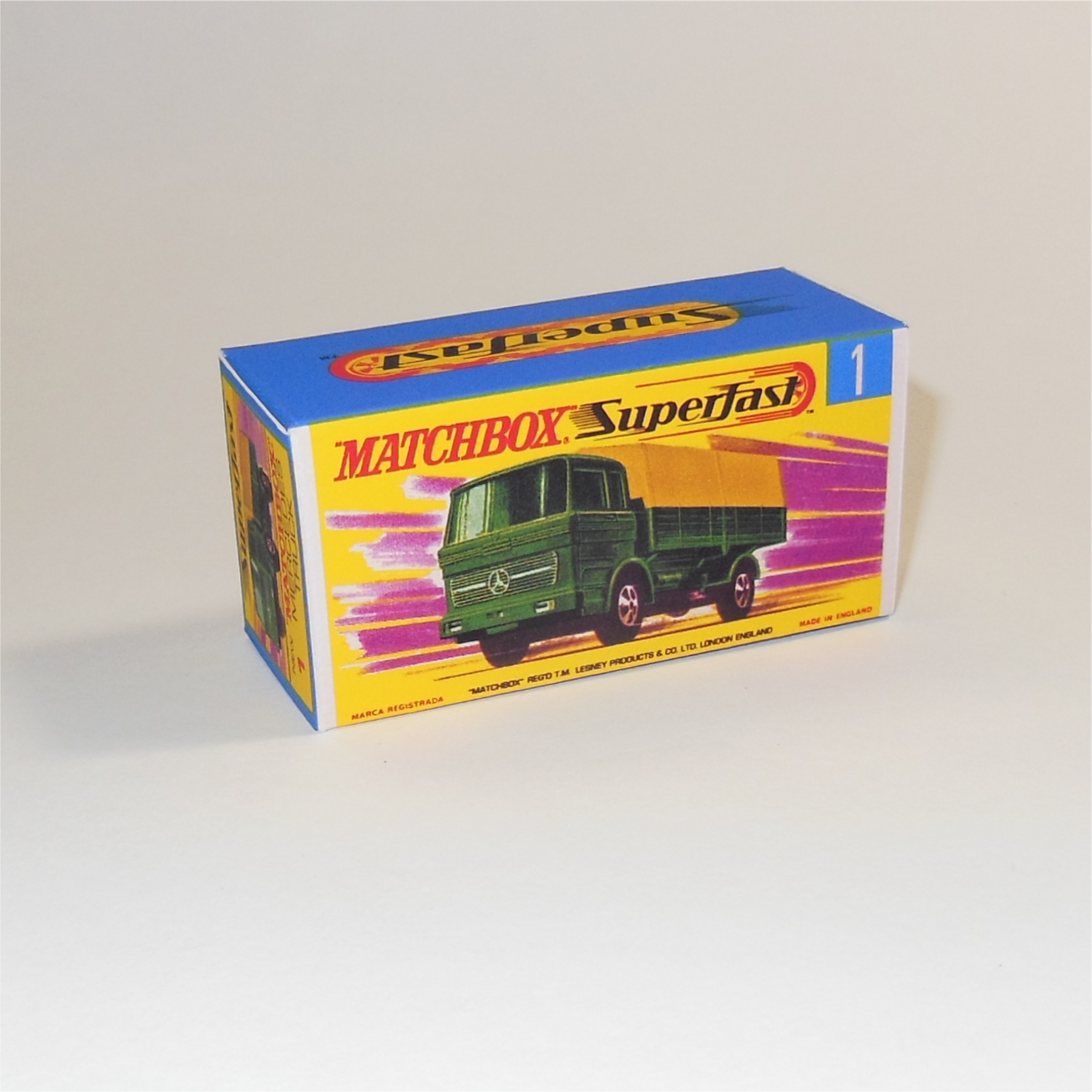 Matchbox Lesney Superfast 1e2 Mercedes Military Truck G Style Custom Box