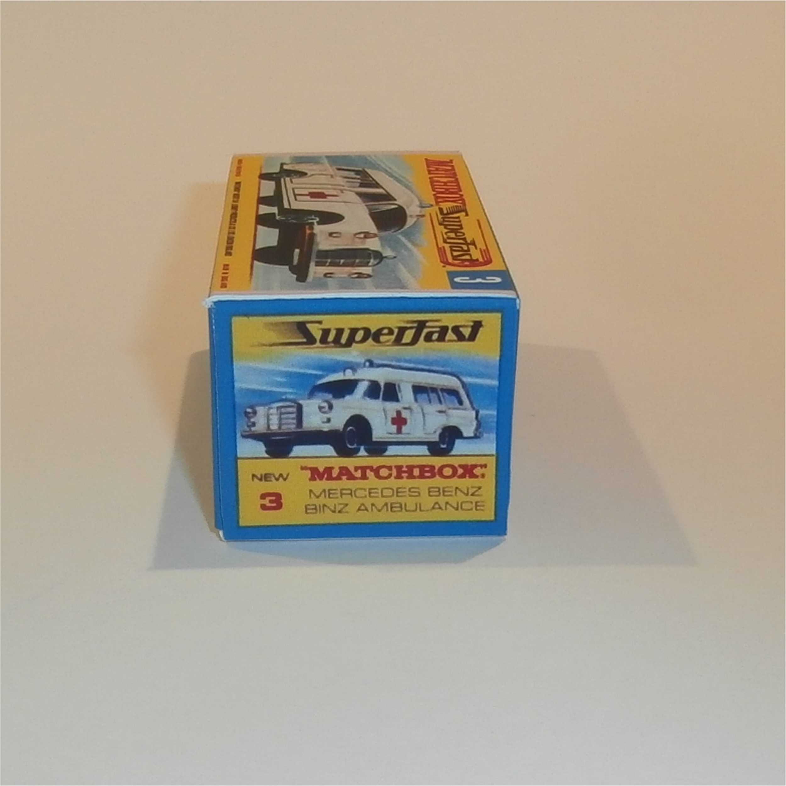 Matchbox Lesney Superfast 3 d Mercedes Ambulance G Style Repro Box
