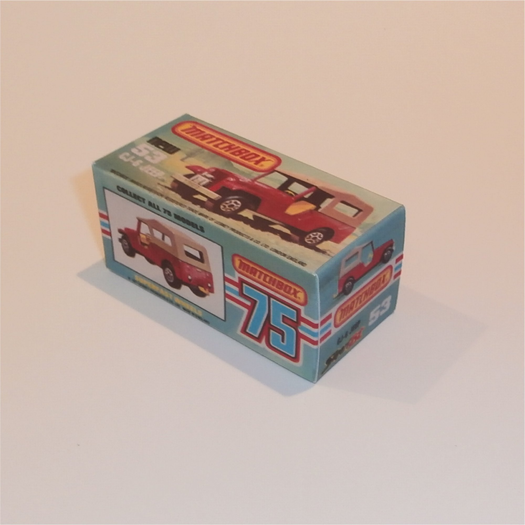 Matchbox Lesney Superfast 53 f1 CJ-6 Jeep K Style Repro Box 1st Issue