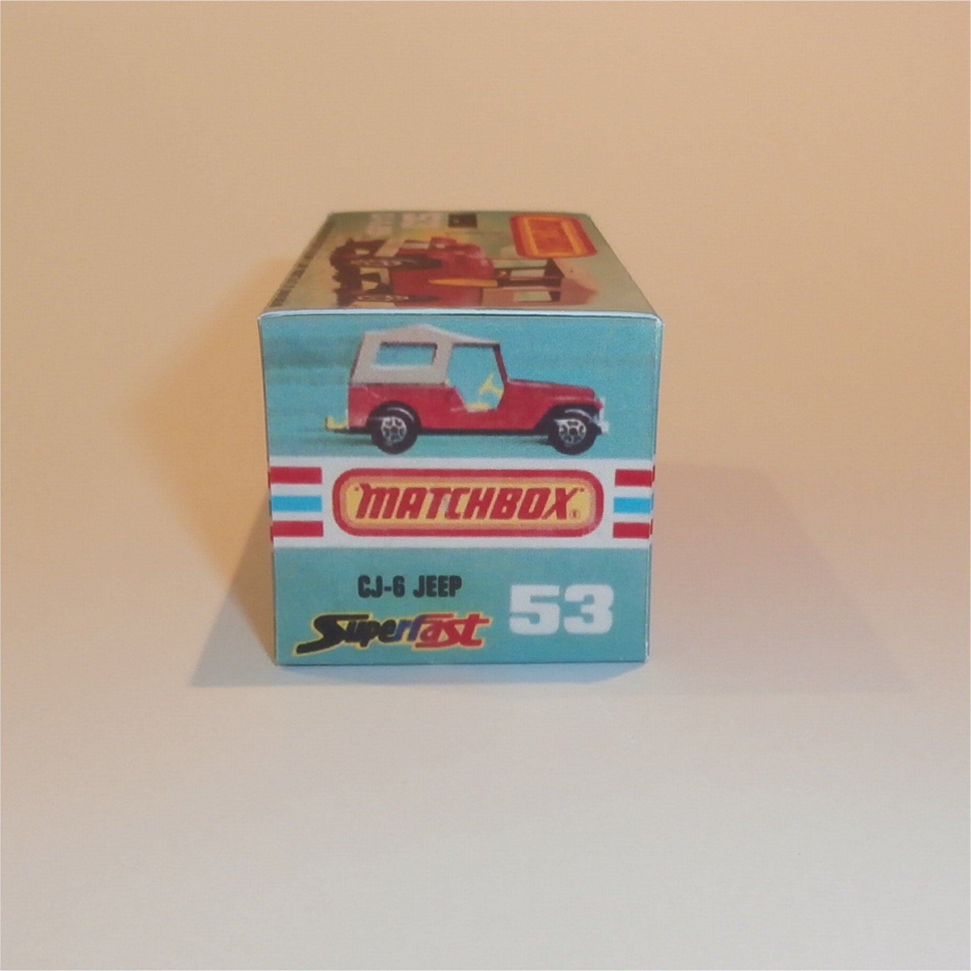 Matchbox Lesney Superfast 53 f1 CJ-6 Jeep K Style Repro Box 1st Issue
