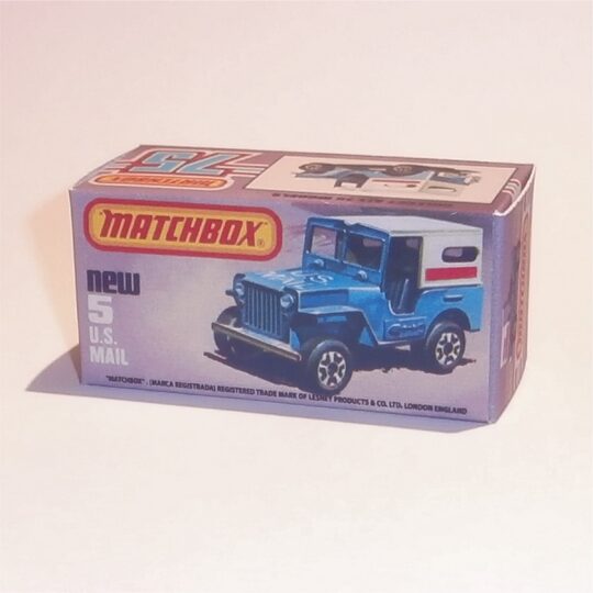 Matchbox Lesney Superfast 5 g Jeep U.S. Mail K Style Repro Box