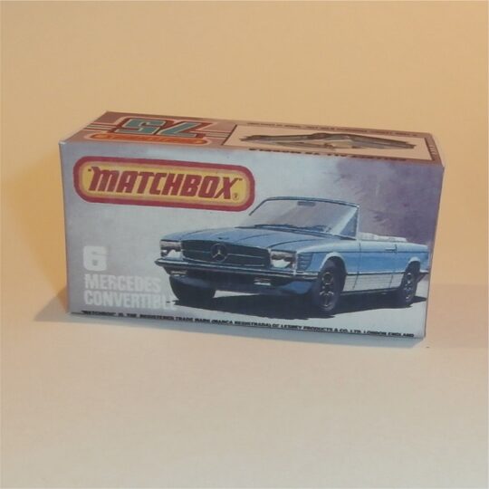 Matchbox Lesney Superfast 6 f3 Mercedes Convertible K Style Repro Box