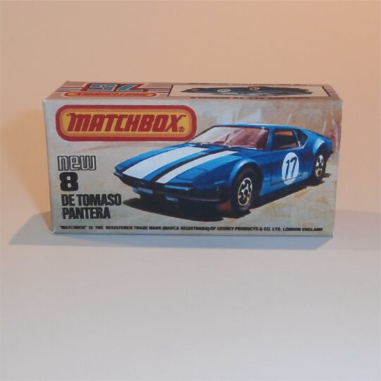 Matchbox Lesney Superfast 8 h DeTomaso Pantera K Style Repro Box