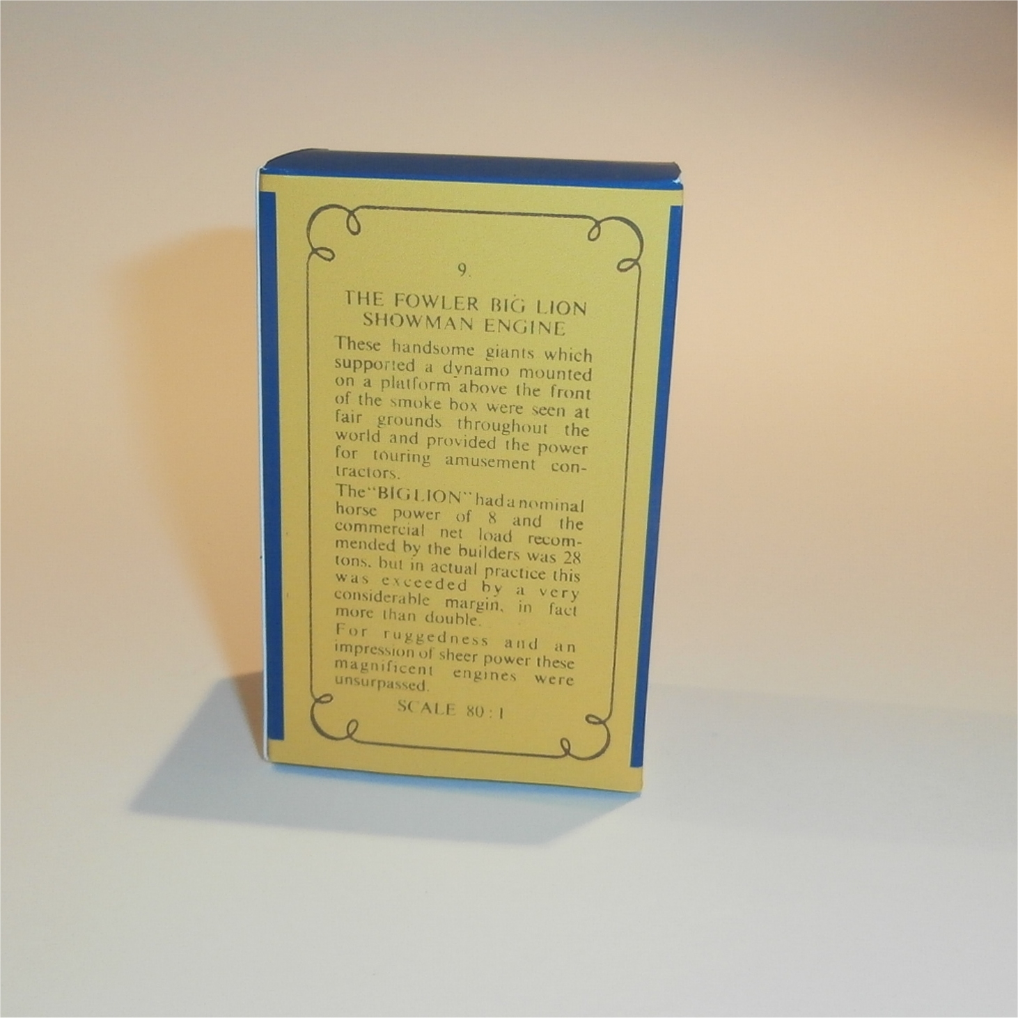 Matchbox Lesney Yesteryear 9 a Fowler Showman Engine A Style Repro Box