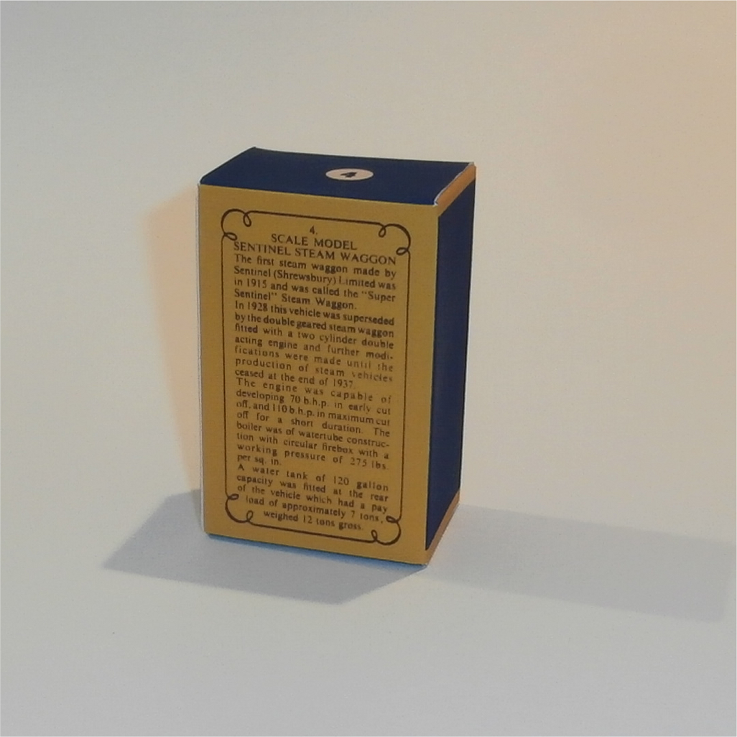 Matchbox Lesney Yesteryear 4a Sentinel Steam Waggon B Style Repro Box