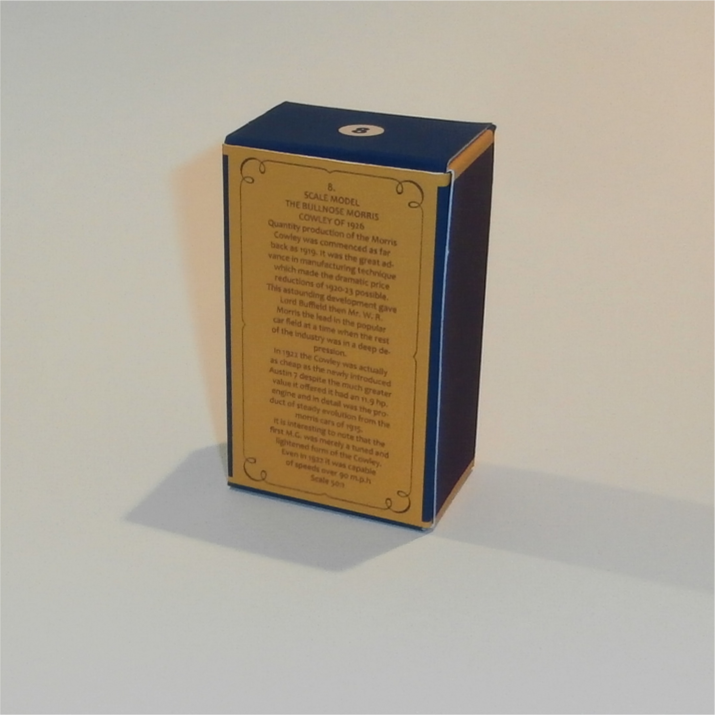 Matchbox Lesney Yesteryear 8 a 1926 Morris Cowley B Style Repro Box