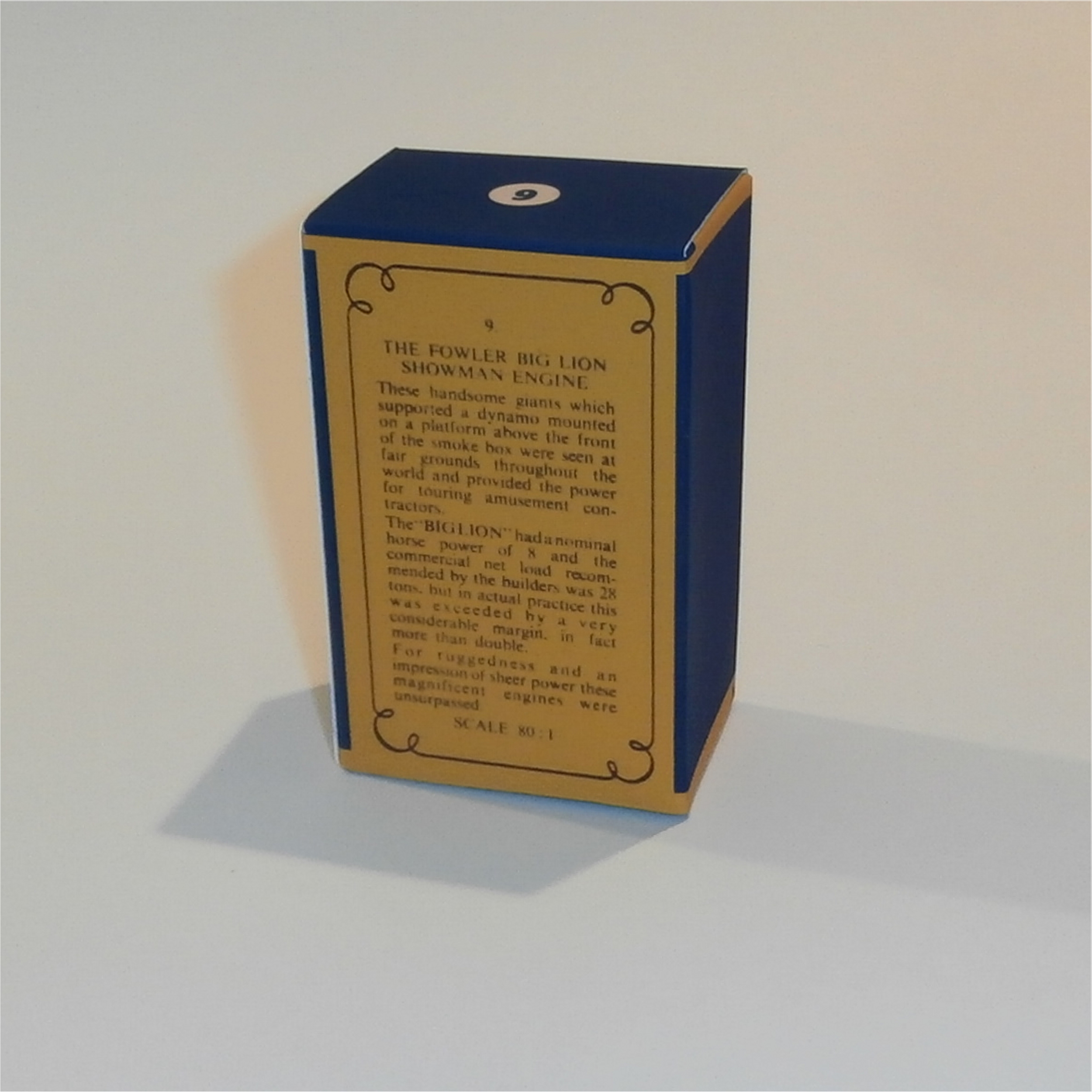 Matchbox Lesney Yesteryear 9 a1 Fowler Showman Engine B Style Repro Box