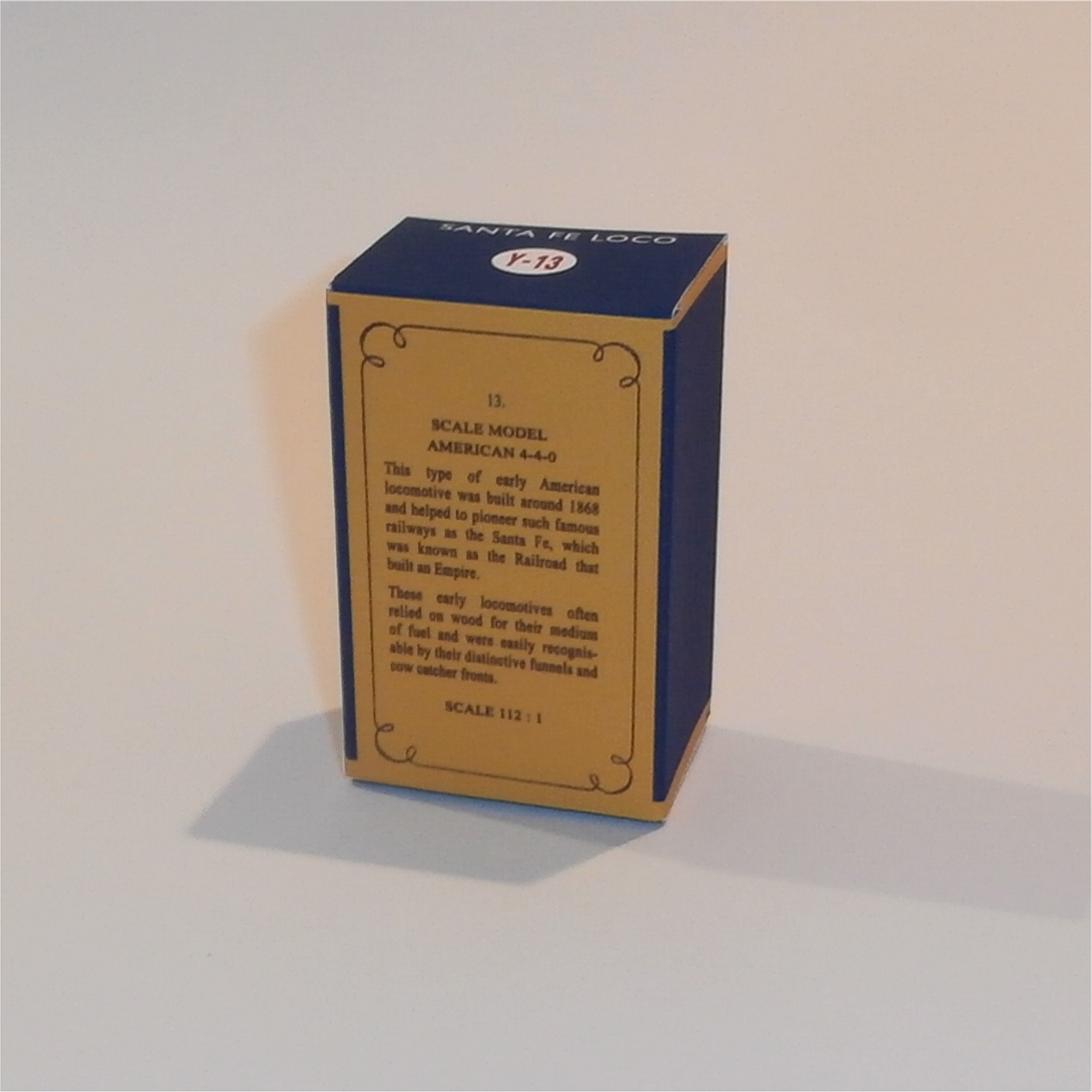 Matchbox Lesney Yesteryear 13 a Santa Fe Engine Locomotive C Style Repro Box