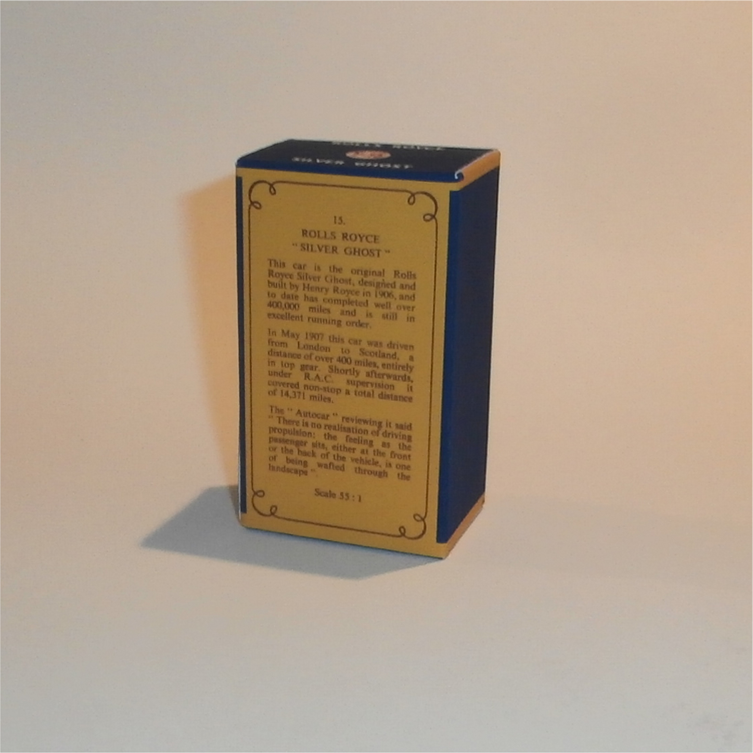 Matchbox Lesney Yesteryear 15 a Rolls Royce Silver Ghost C Style Repro Box