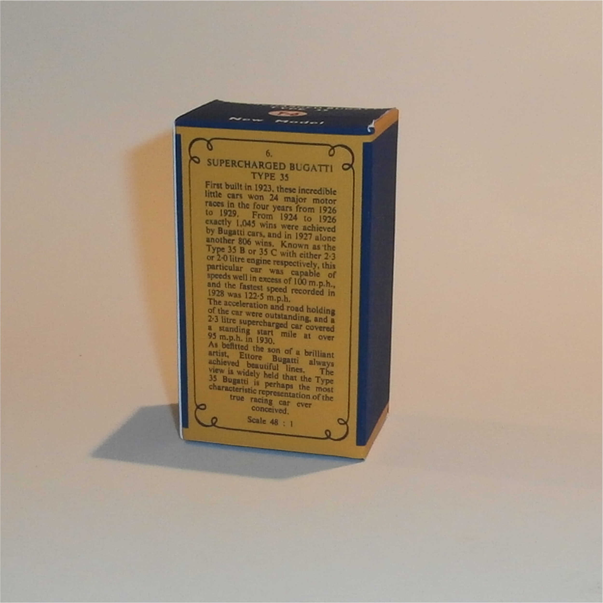 Matchbox Lesney Yesteryear 6 b 1926 Type 35 Bugatti C Style Repro Box