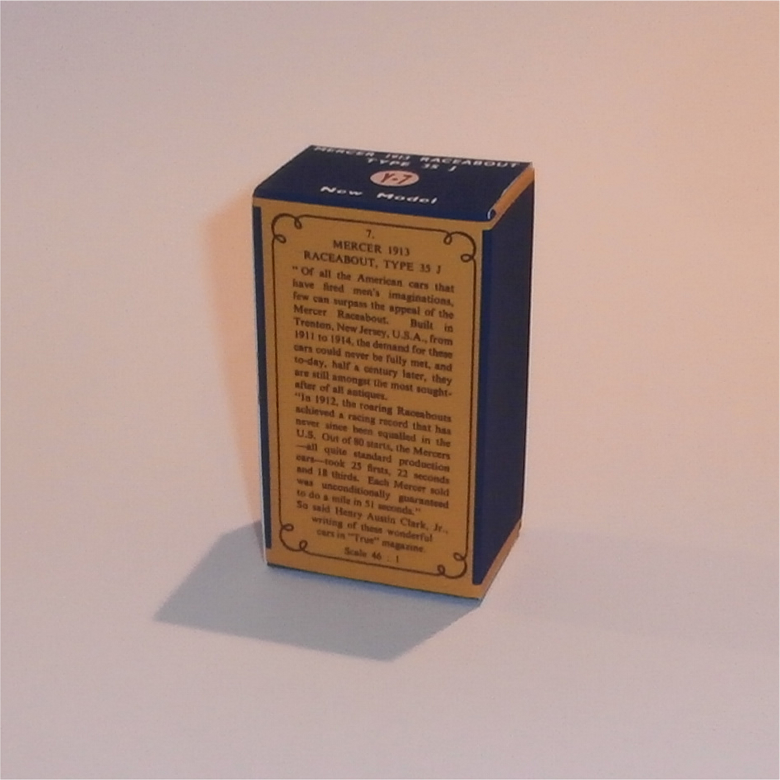 Matchbox Lesney Yesteryear 7 b 1913 Mercer Raceabout C Style Repro Box