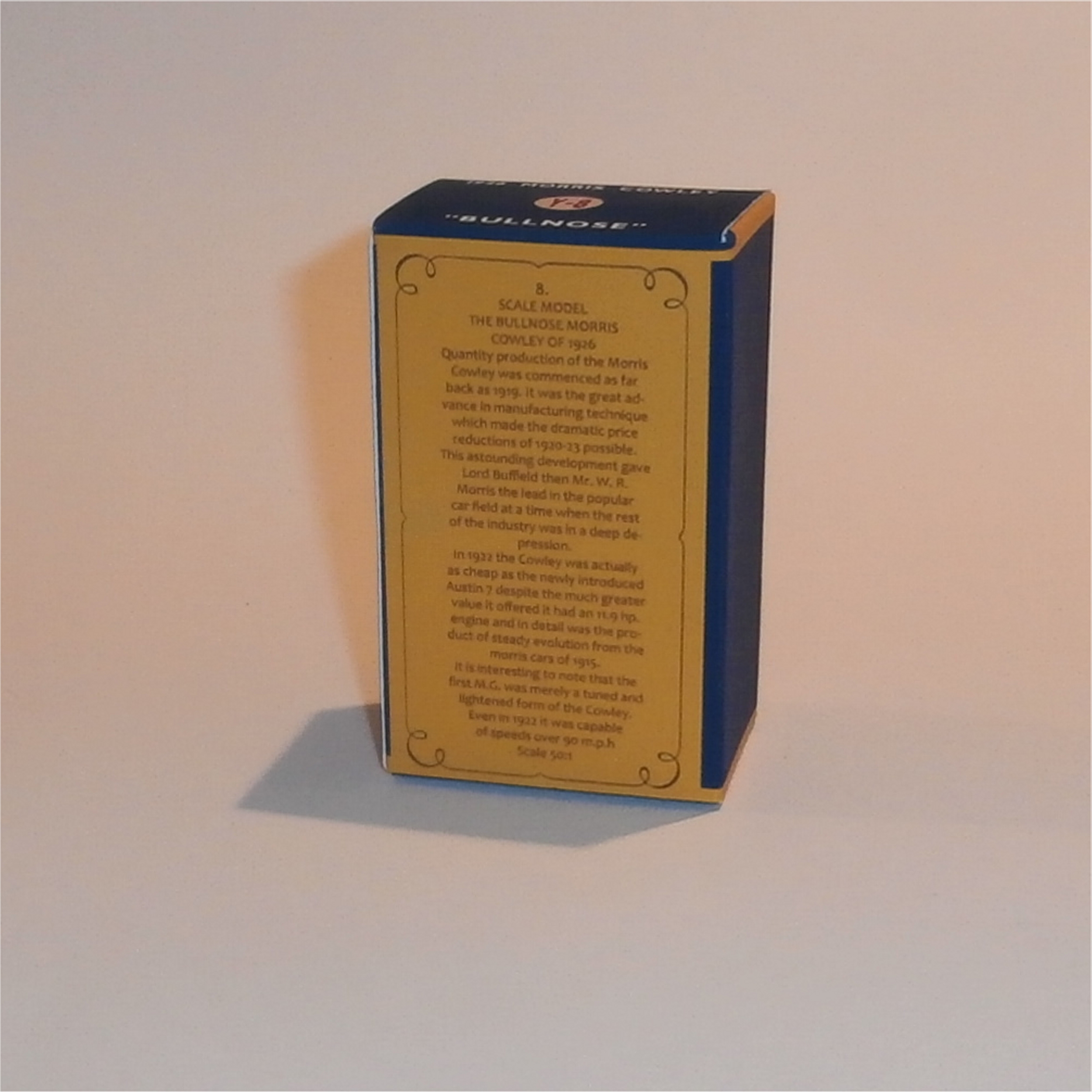 Matchbox Lesney Yesteryear 8 a 1926 Morris Cowley C Style Repro Box