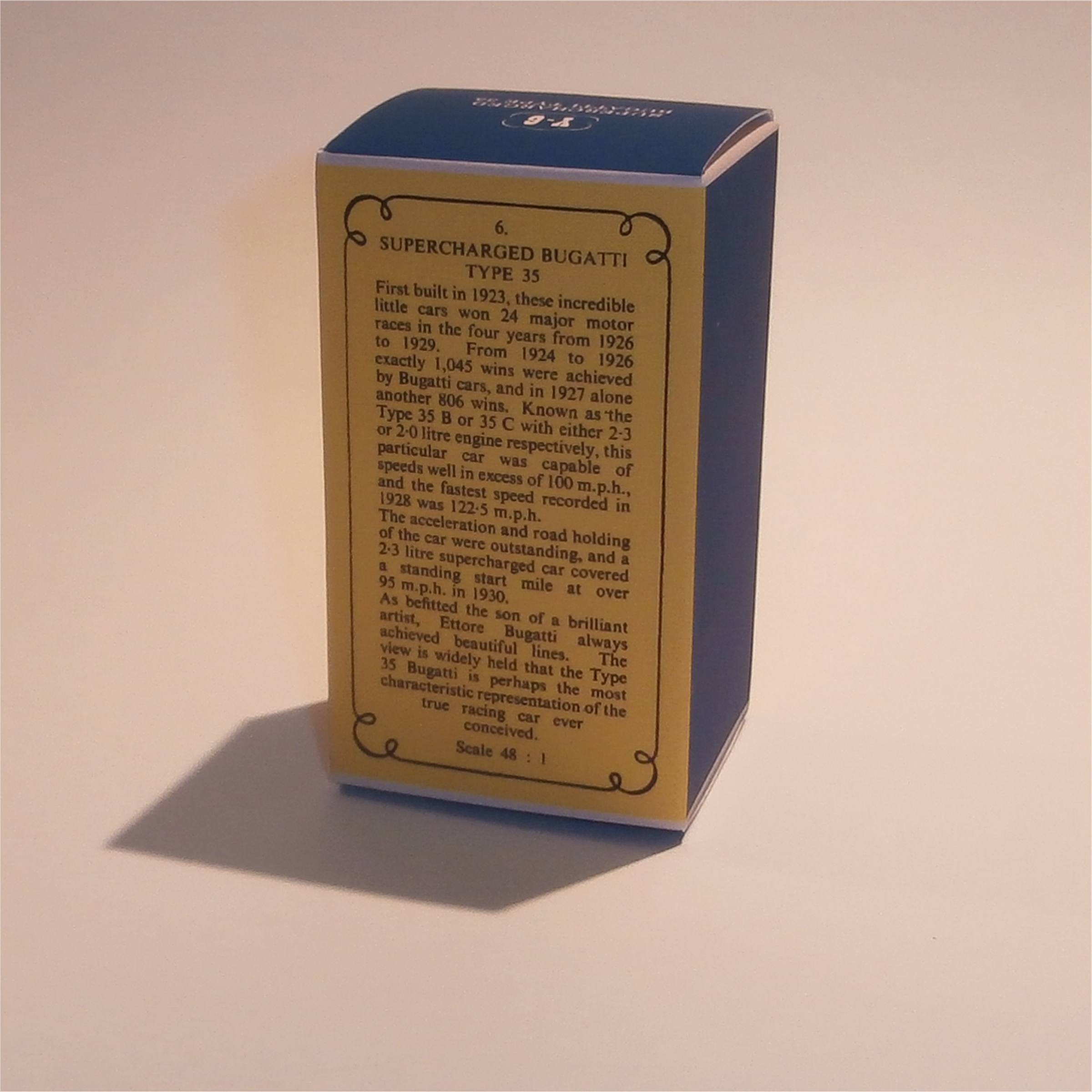 Matchbox Lesney Yesteryear 6 b 1926 Type 35 Bugatti D1 Style Repro Box