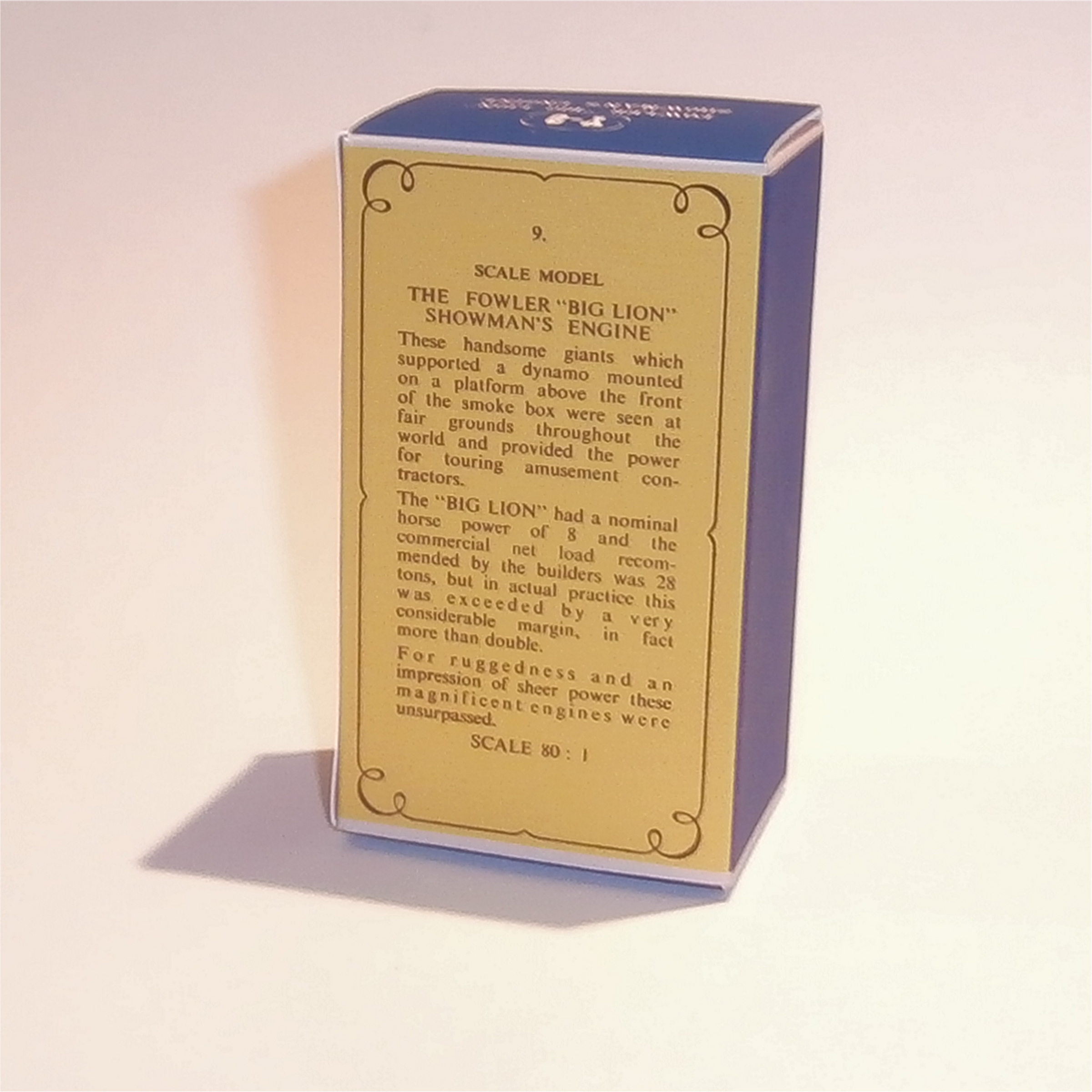 Matchbox Lesney Yesteryear 9 a Fowler Showman Engine D1 Style Repro Box