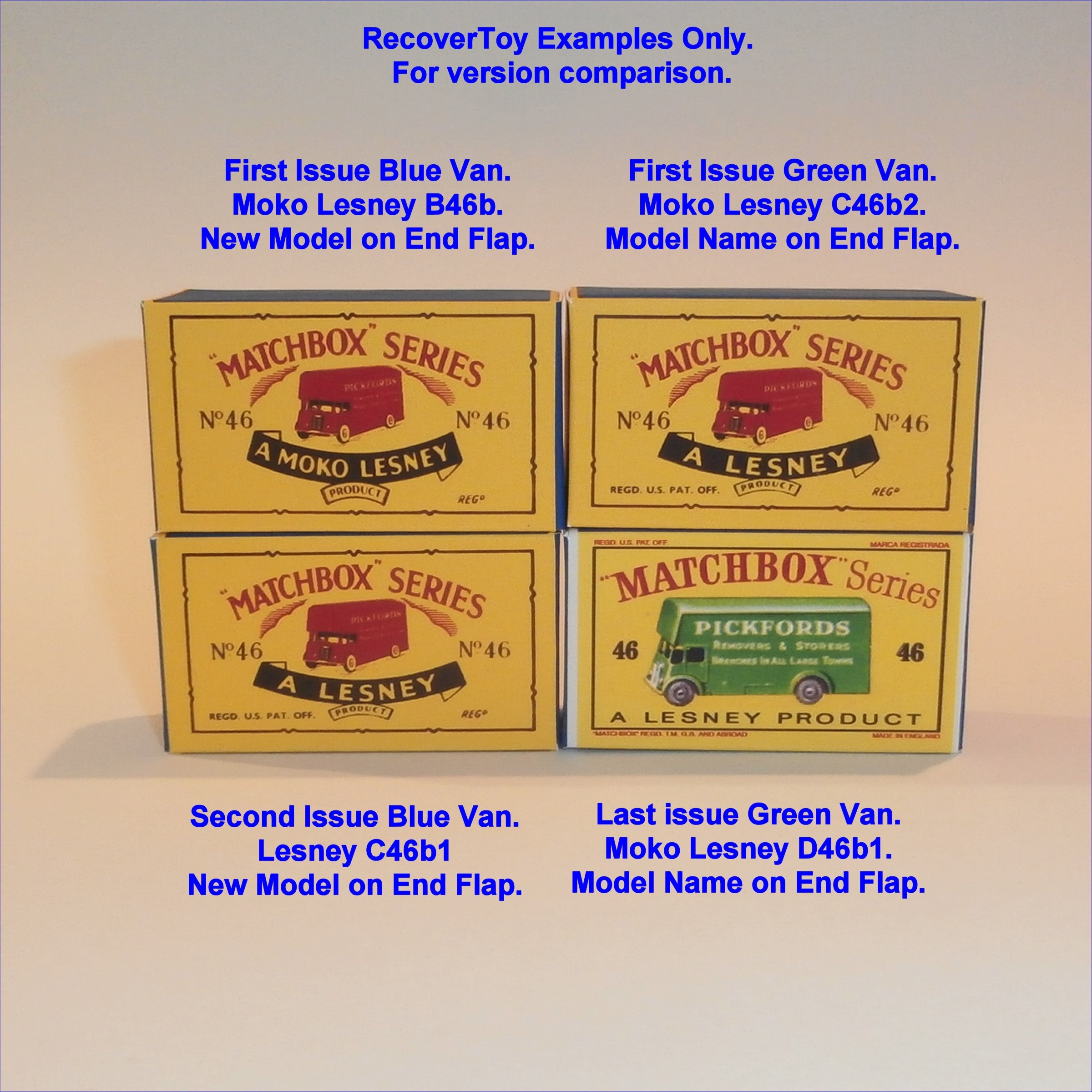 Matchbox Lesney 46b1 Pickfords Van Empty D Style Repro Box