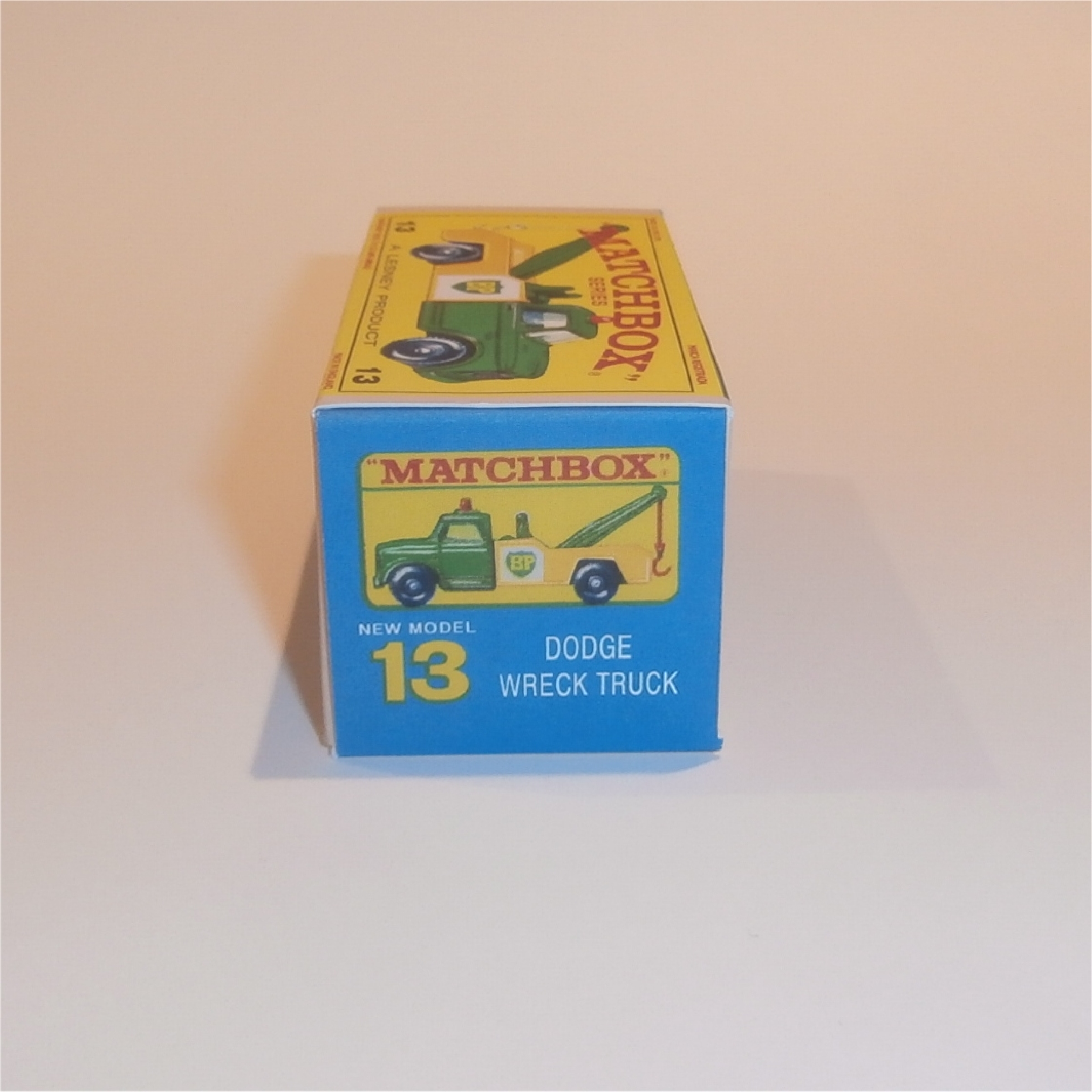 Matchbox Lesney 13d Dodge Wrecker Rare Green Cab E Style Repro Box