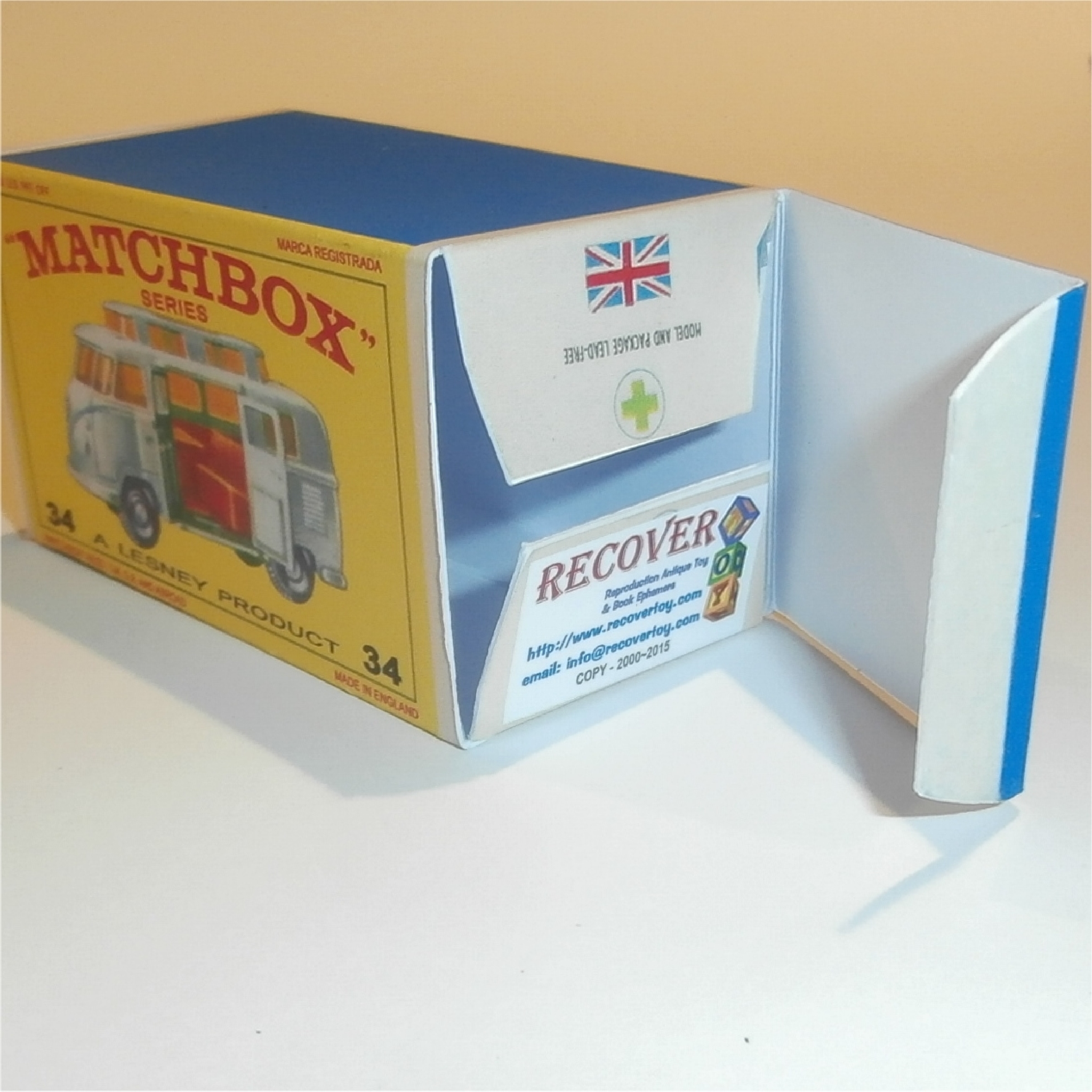 Matchbox Lesney 34c Volkswagen Camper Silver E Style Repro Box