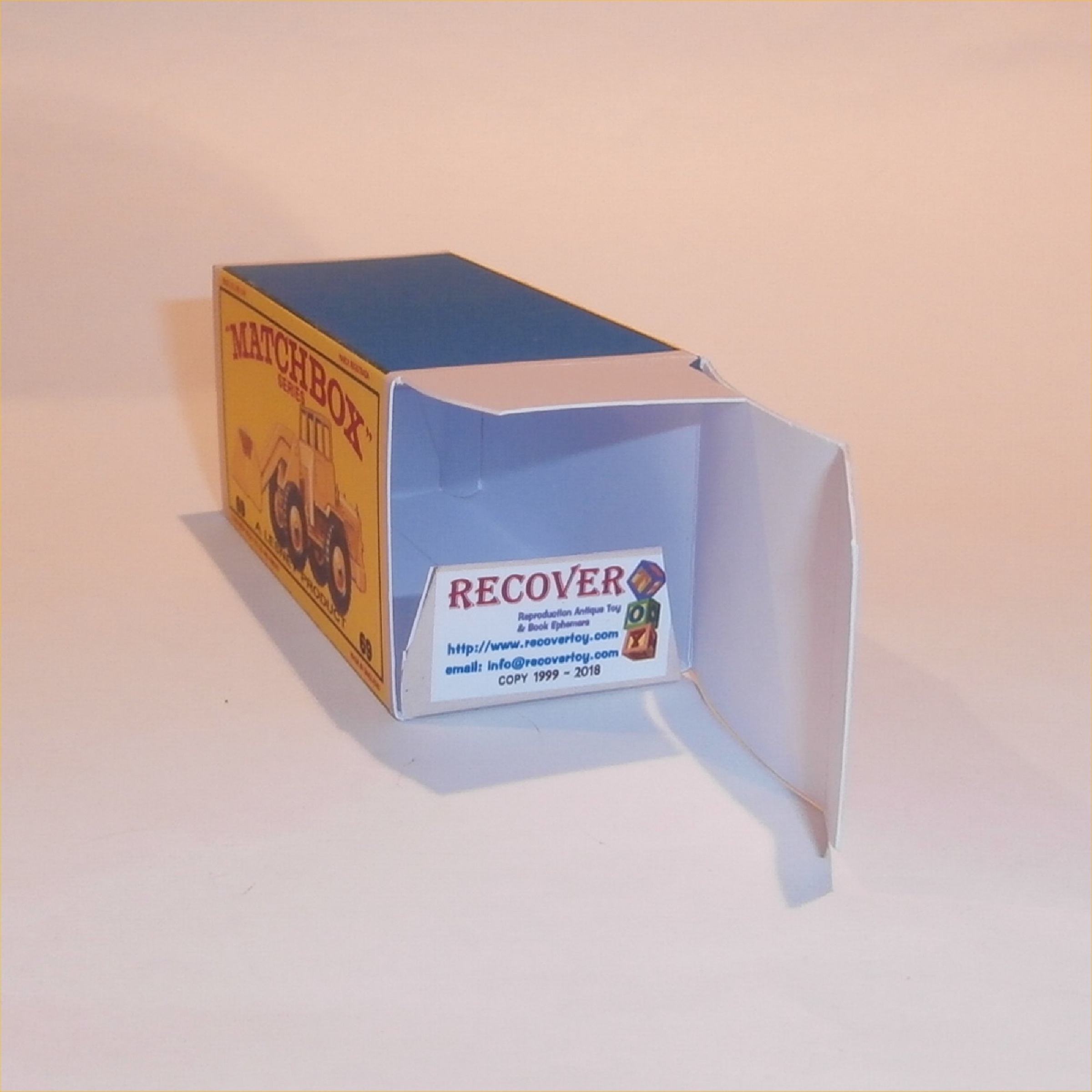 Matchbox Lesney 69 b4 Hatra Tractor Shovel Yellow E Style Repro Box