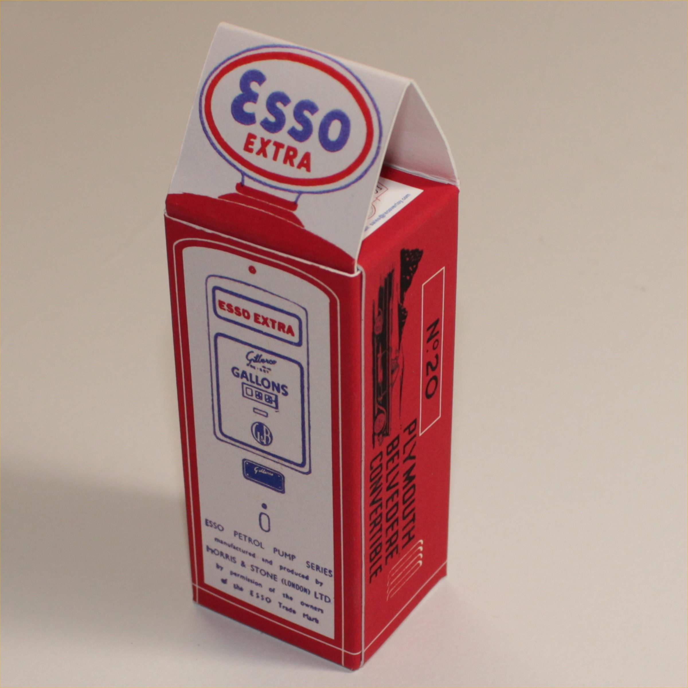 Morestone Budgie Esso Petrol Pump Series 20 Plymouth Convertible Sedan Repro Box