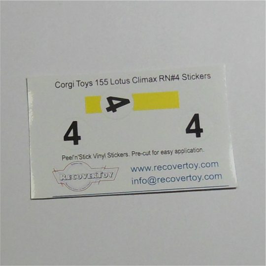 Corgi Toys 155 Lotus Climax Racing Car Stripe with RN#4 Sticker Set
