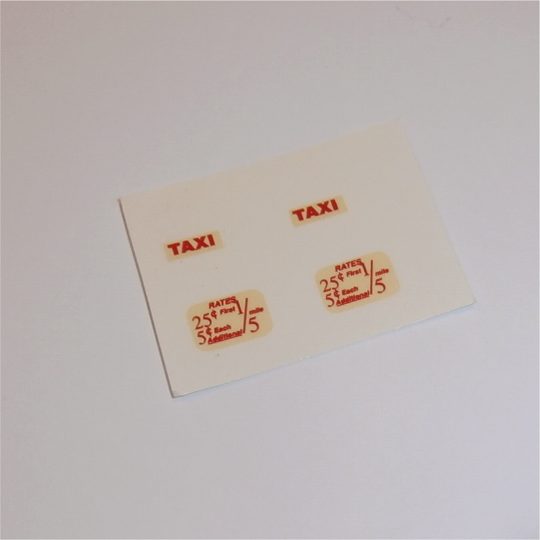 Corgi Toys 221 480 Chevrolet Impala Taxi Cab Decals Set