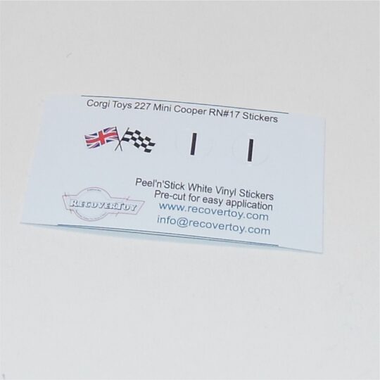 Corgi Toys 227 Morris Mini Cooper Flags & RN#1 Stickers
