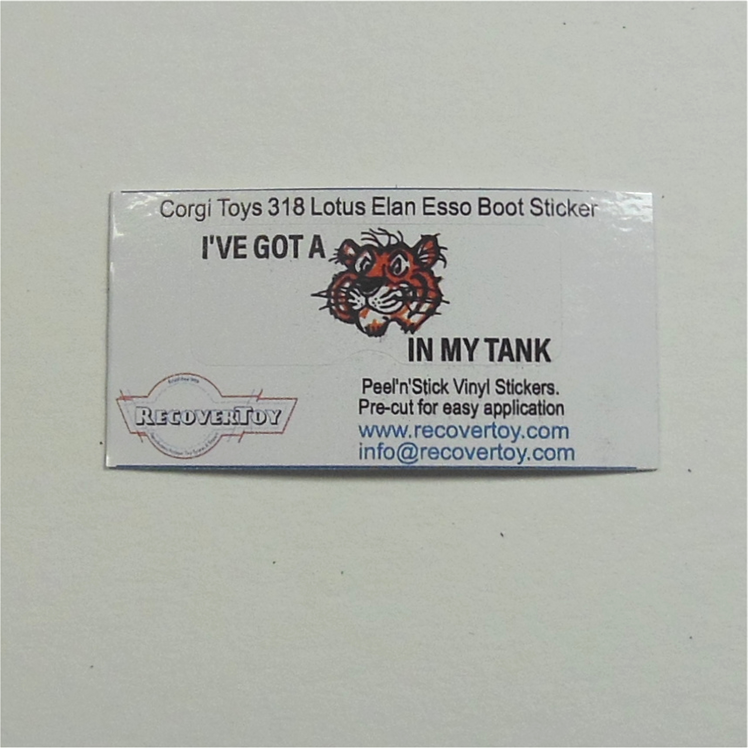 Corgi Toys 318 Lotus Elan Tiger in Your Tank Boot Trunk Sticker