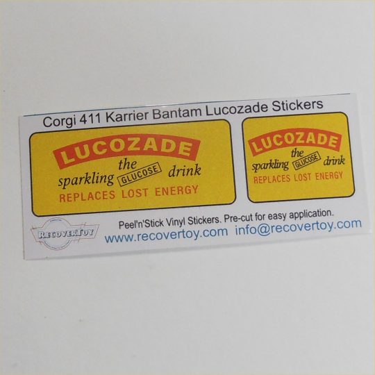 Corgi Toys 411 Karrier Bantam Lucozade Pre-cut Sticker Set