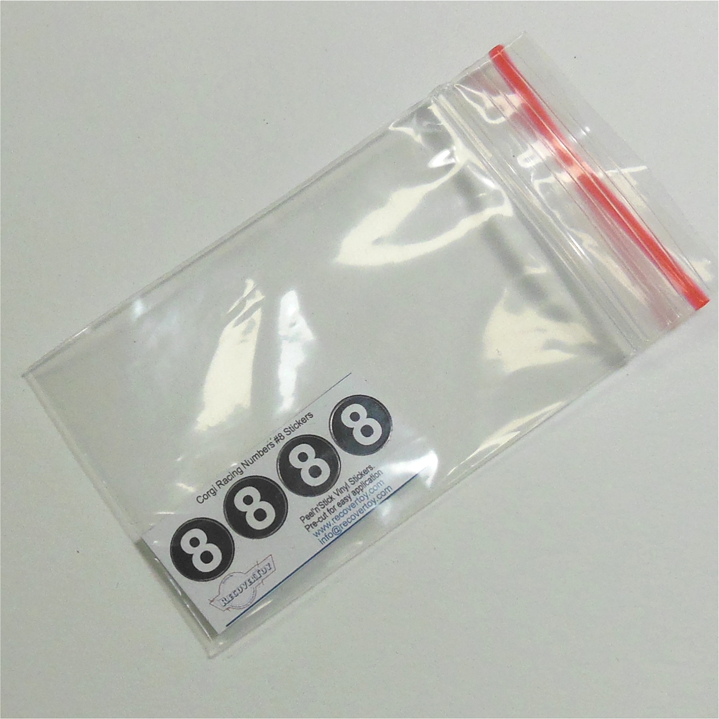 Corgi Toys Racing Cars White Number #8 on Black Roundel Set of 4 Stickers