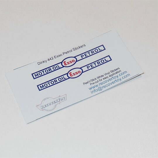 Dinky Toys 442 Studebaker Tanker Esso Sticker Set