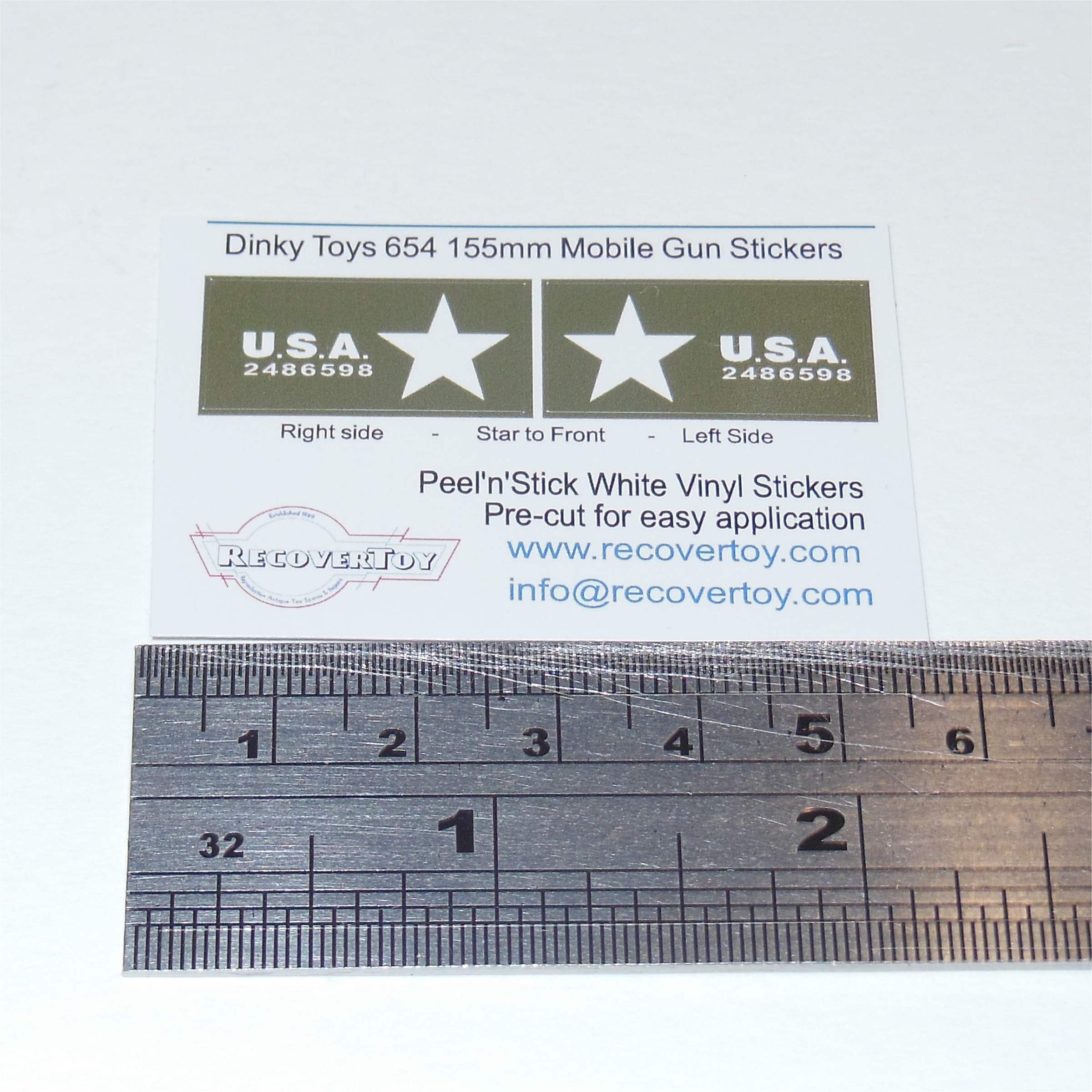 Dinky Toys 654 155mm Mobile Gun Sticker Set
