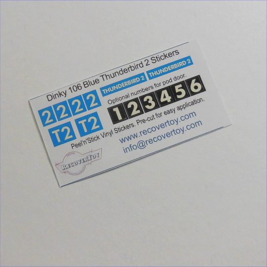 Dinky Toys 106 Thunderbird 2 Blue Sticker Set