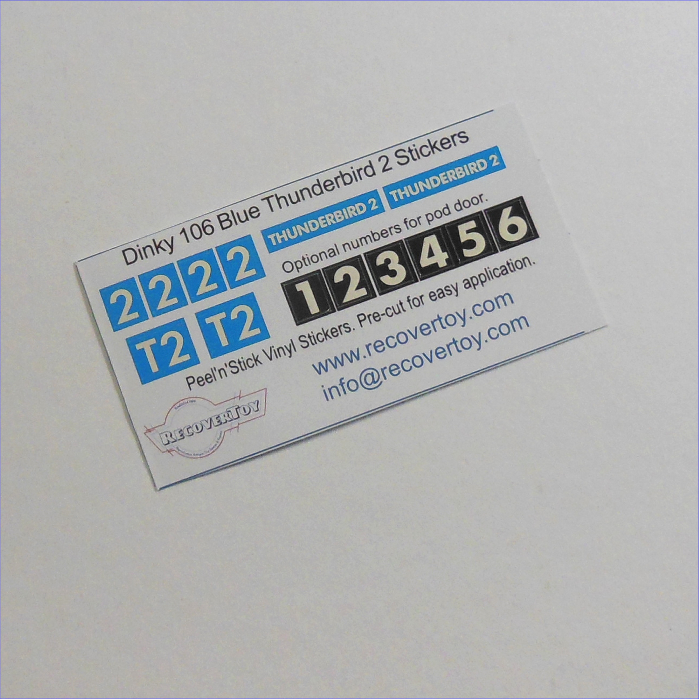 Dinky Toys 106 Thunderbird 2 Blue Sticker Set