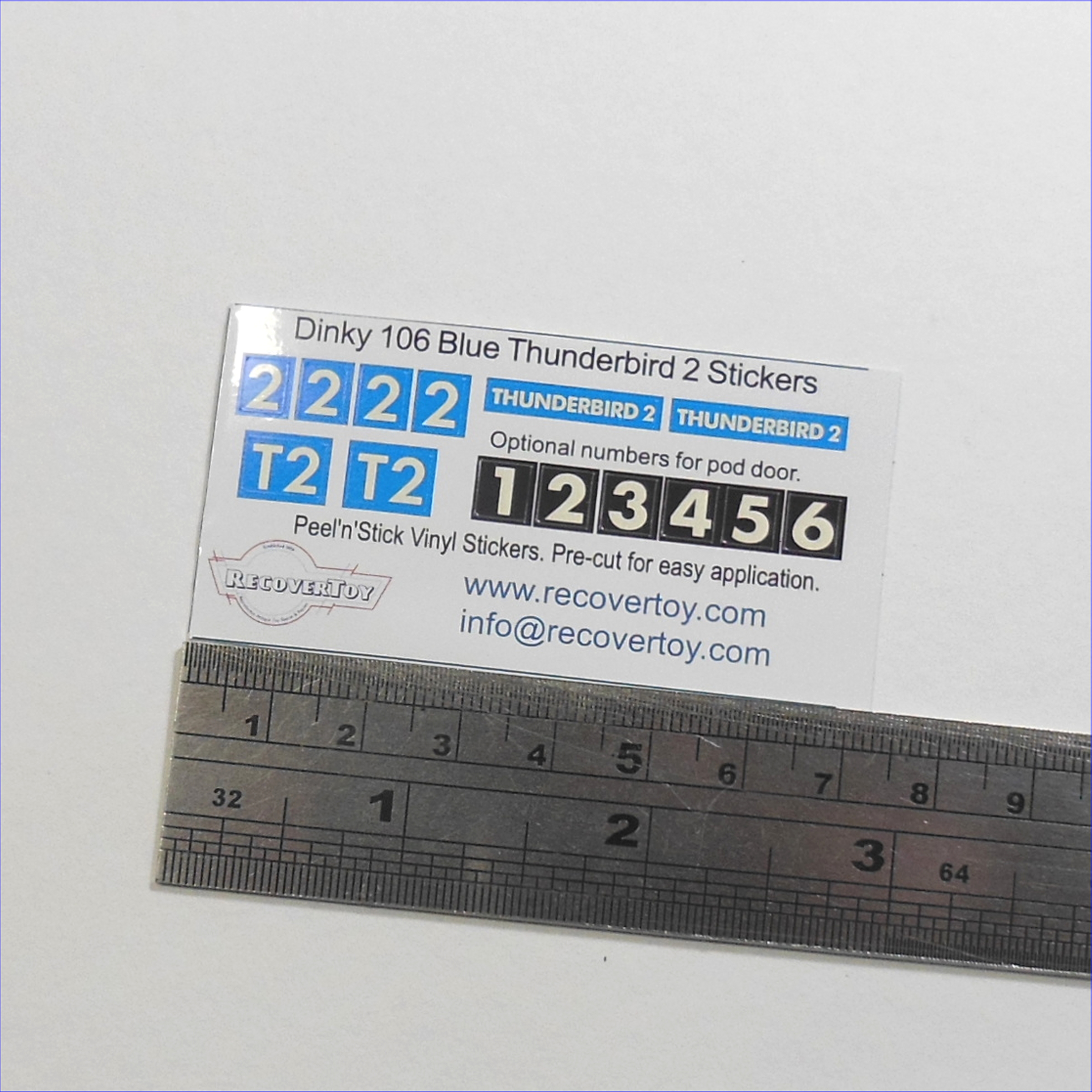 Dinky Toys 106 Thunderbird 2 Blue Sticker Set