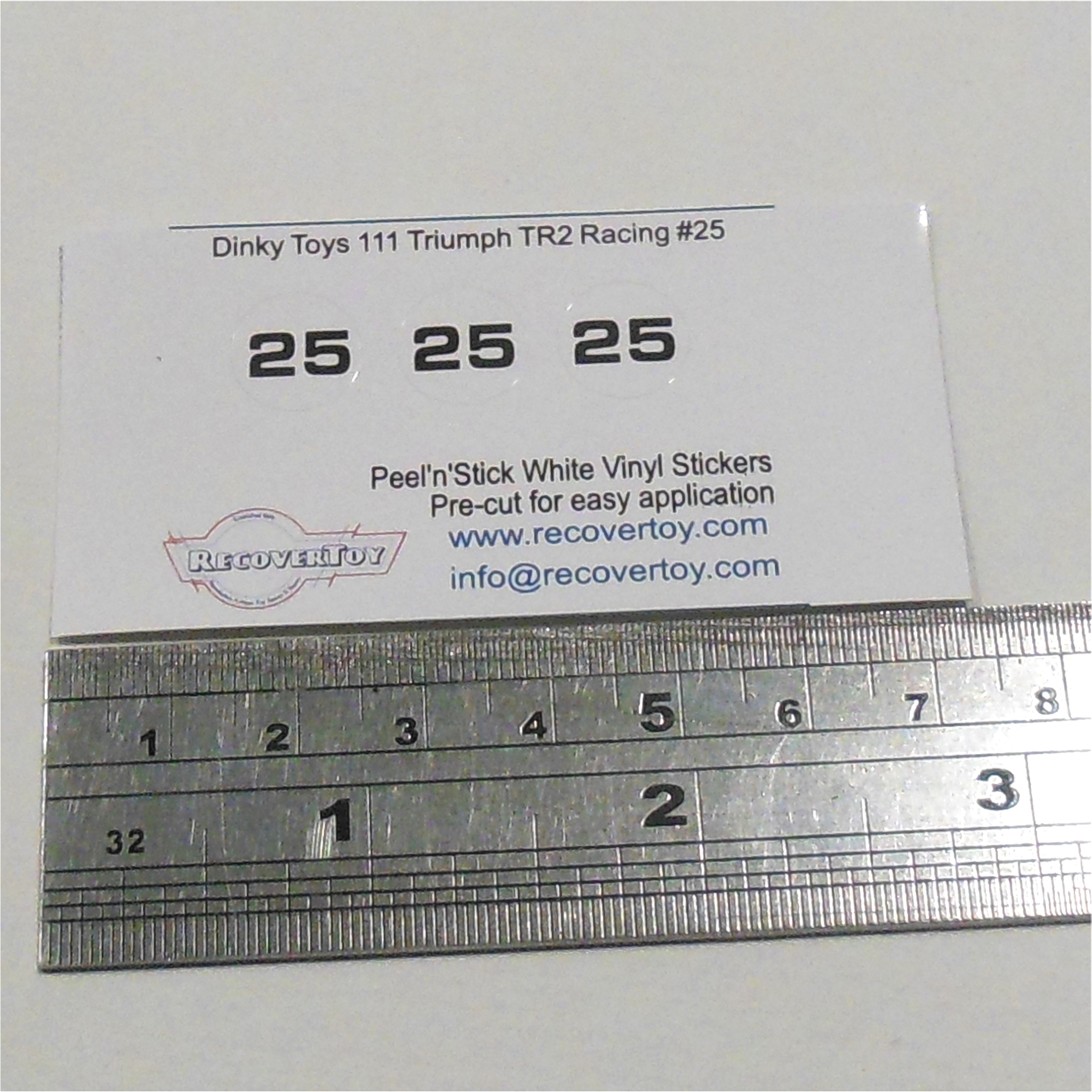 Dinky Toys 111 Triumph Blue TR2 Racing RN#25 Stickers