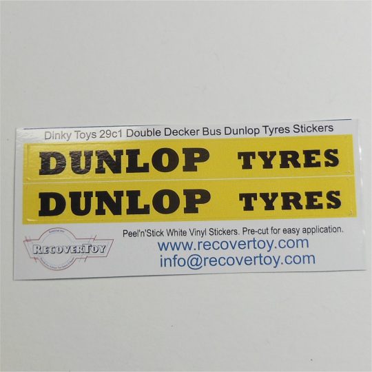 Dinky Toys 29c Double Decker Bus Dunlop Tyres Sticker Set
