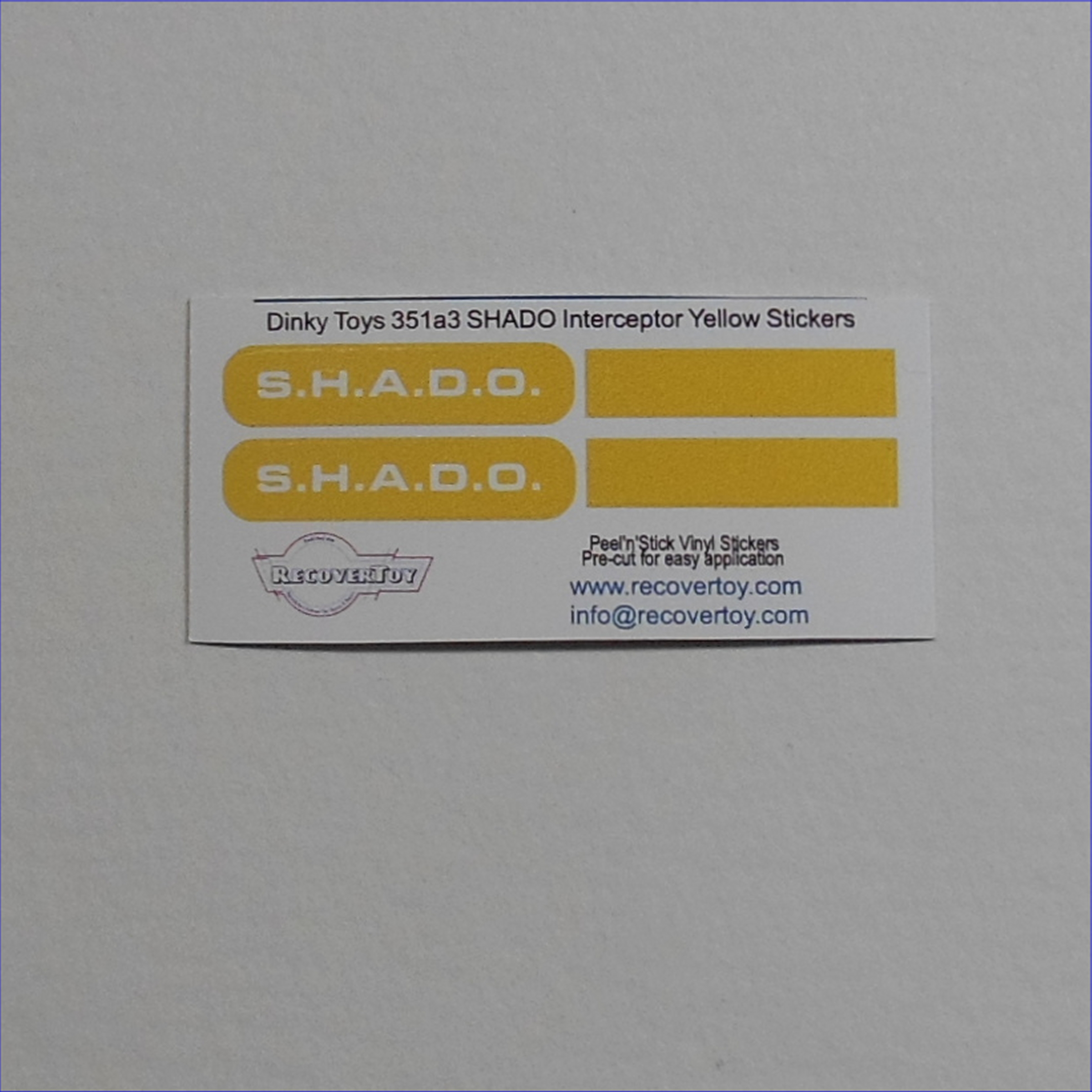 Dinky Toys 351a3 UFO SHADO Interceptor Yellow Sticker Set