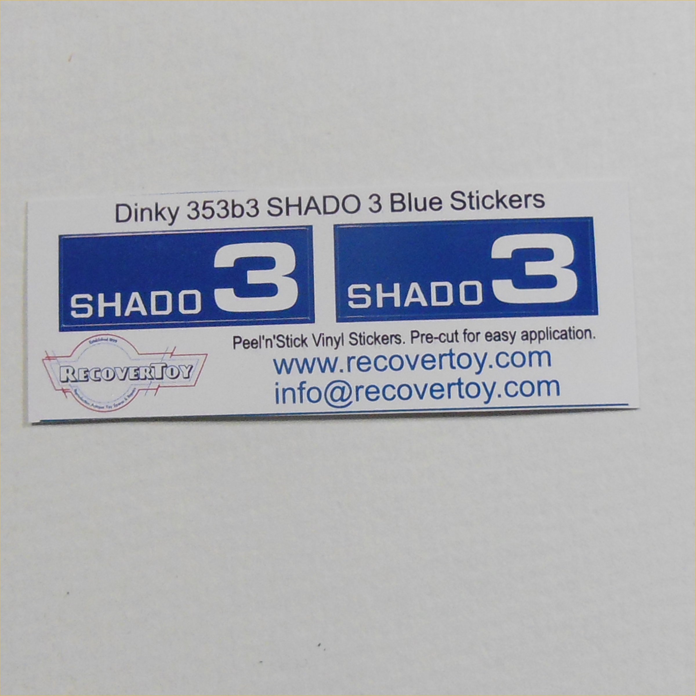 Dinky Toys 353 Shado 3 Mobile Blue Side Panels Sticker Set