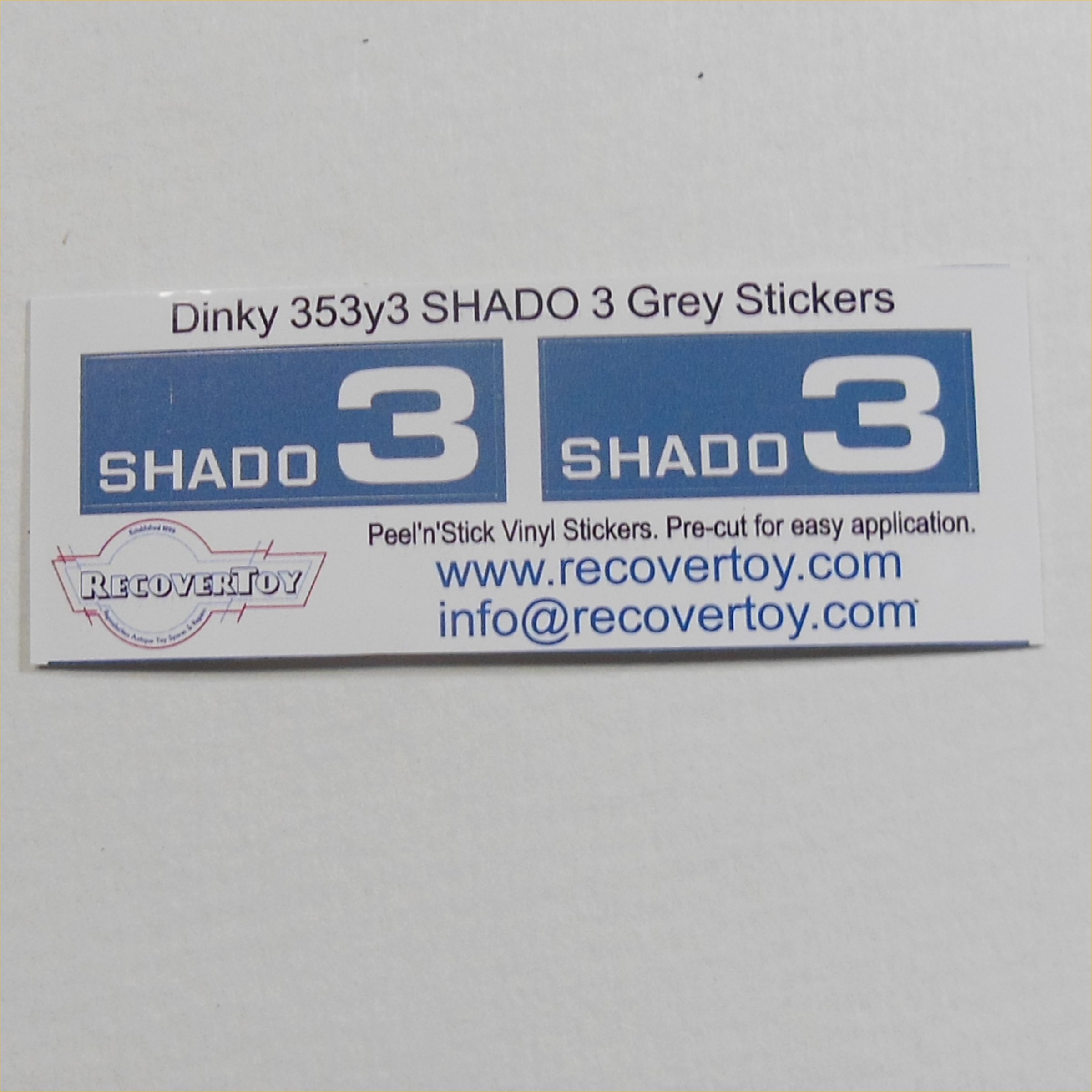 Dinky Toys 353 Shado 3 Mobile Grey Side Panels Sticker Set