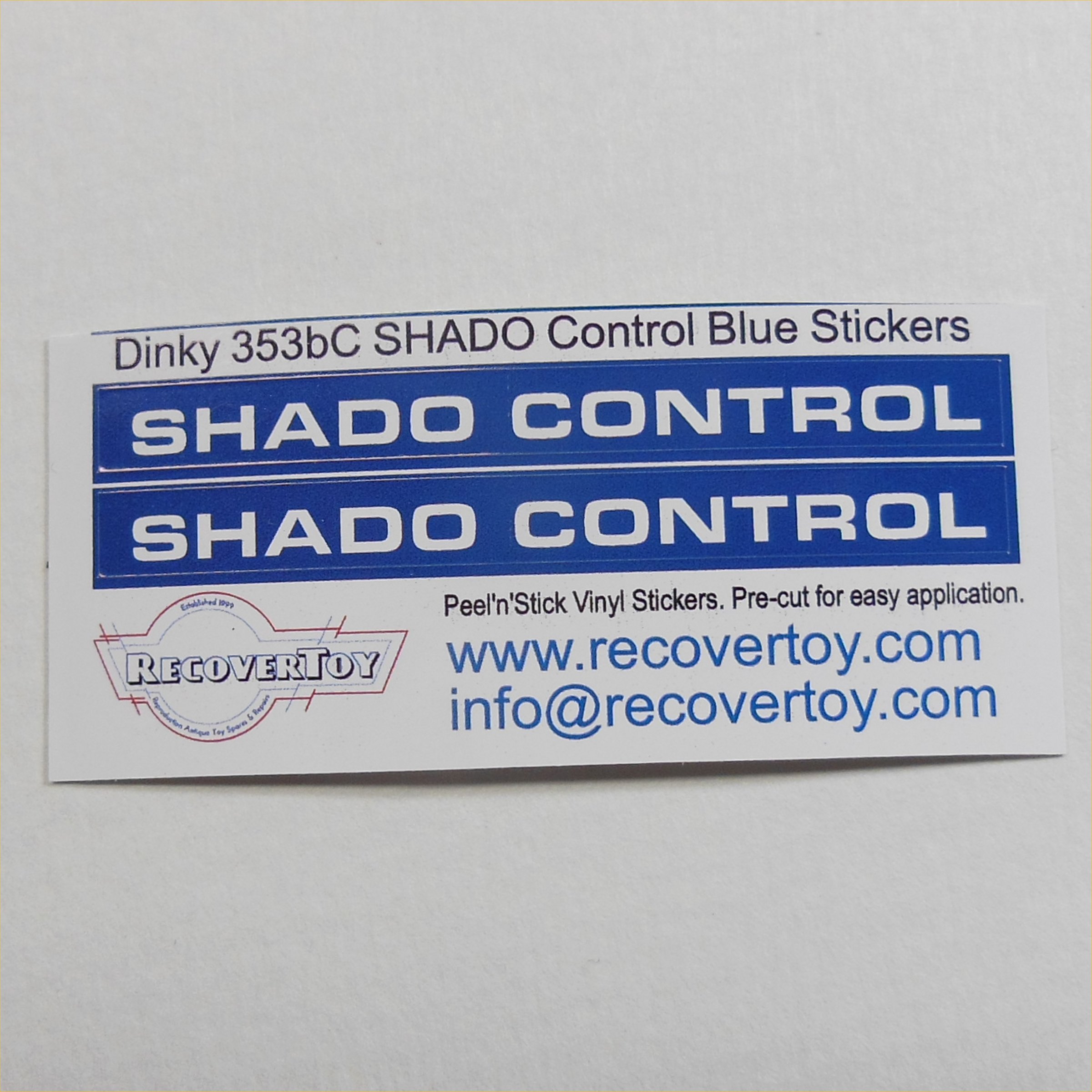 Dinky Toys 353 Shado Control Mobile Blue Side Panels Sticker Set