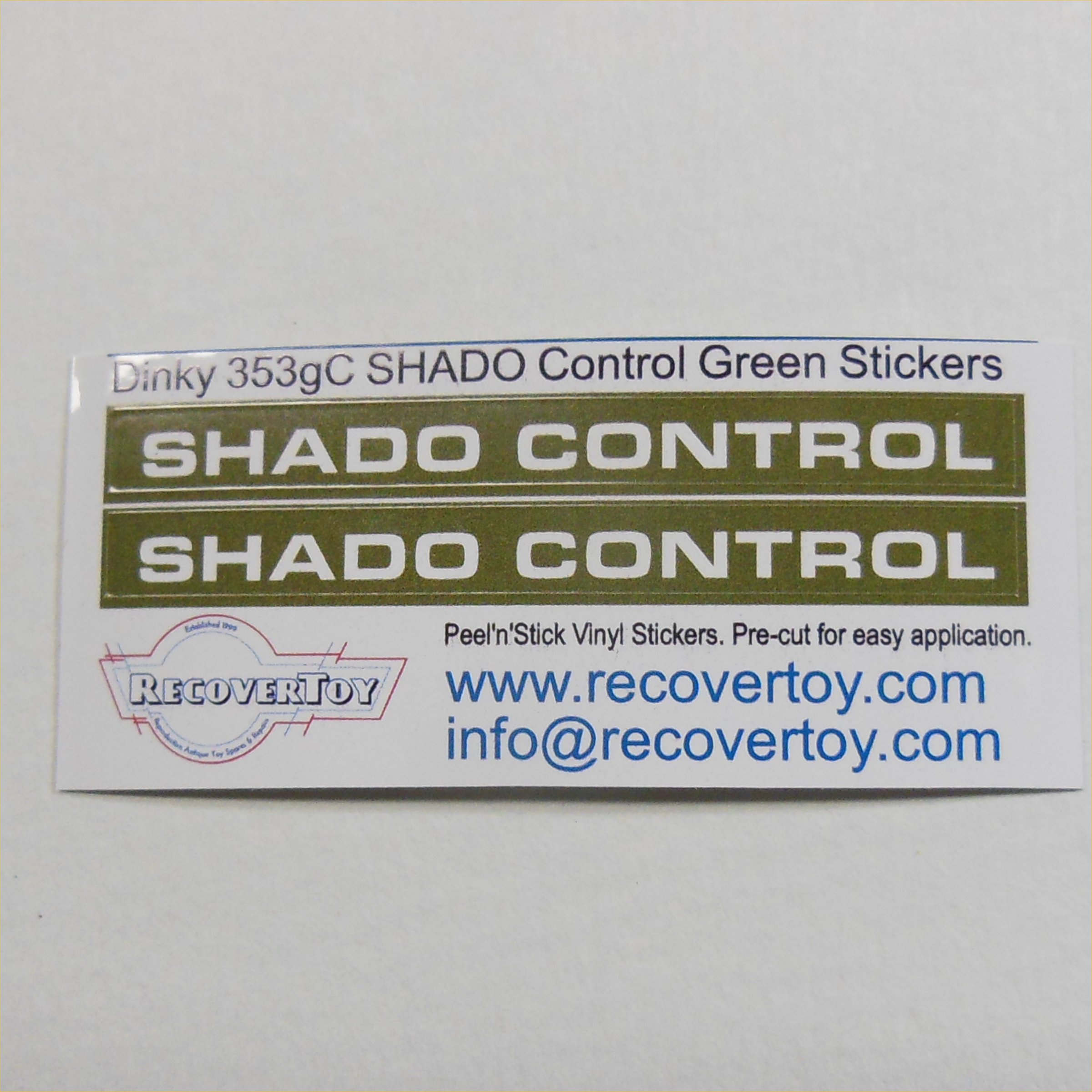 Dinky Toys 353 Shado Control Mobile Green Side Panels Sticker Set
